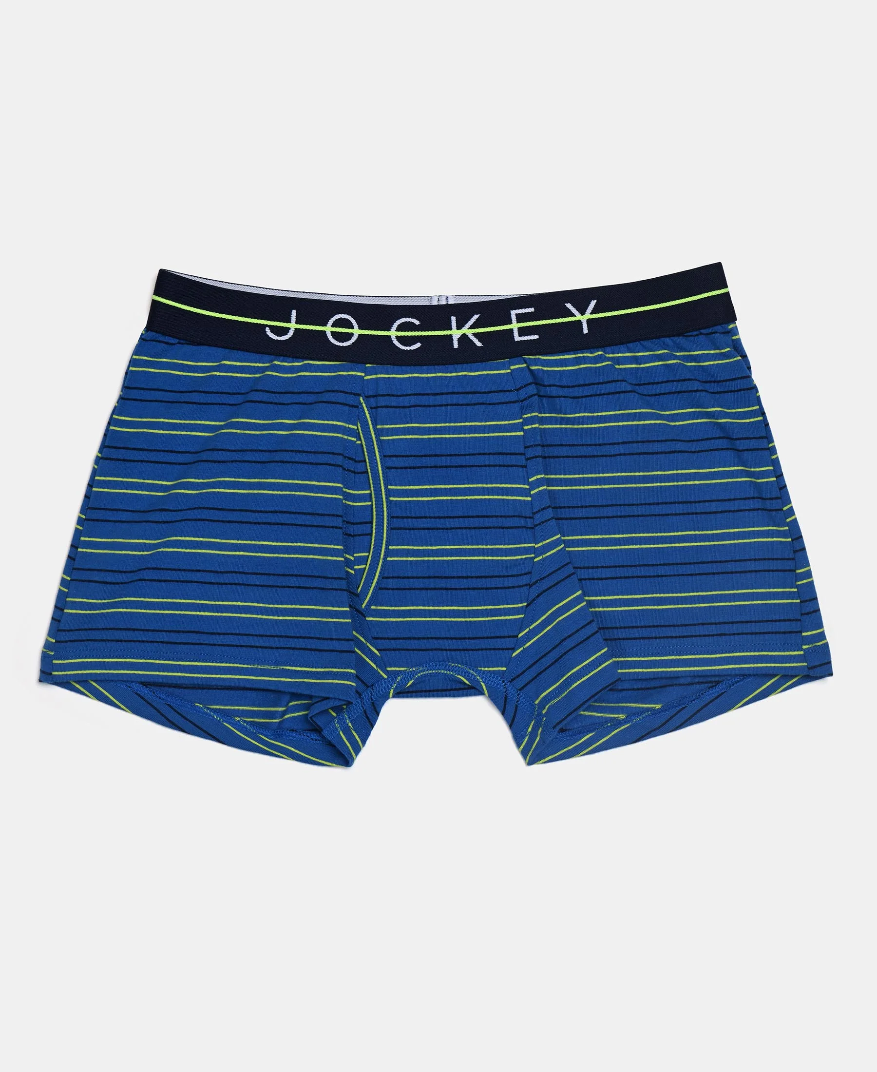 Super Combed Cotton Elastane Stretch Printed Trunk with Front Open Fly and Ultrasoft Waistband - Ensign Blue & White (Pack of 2) - Image 6