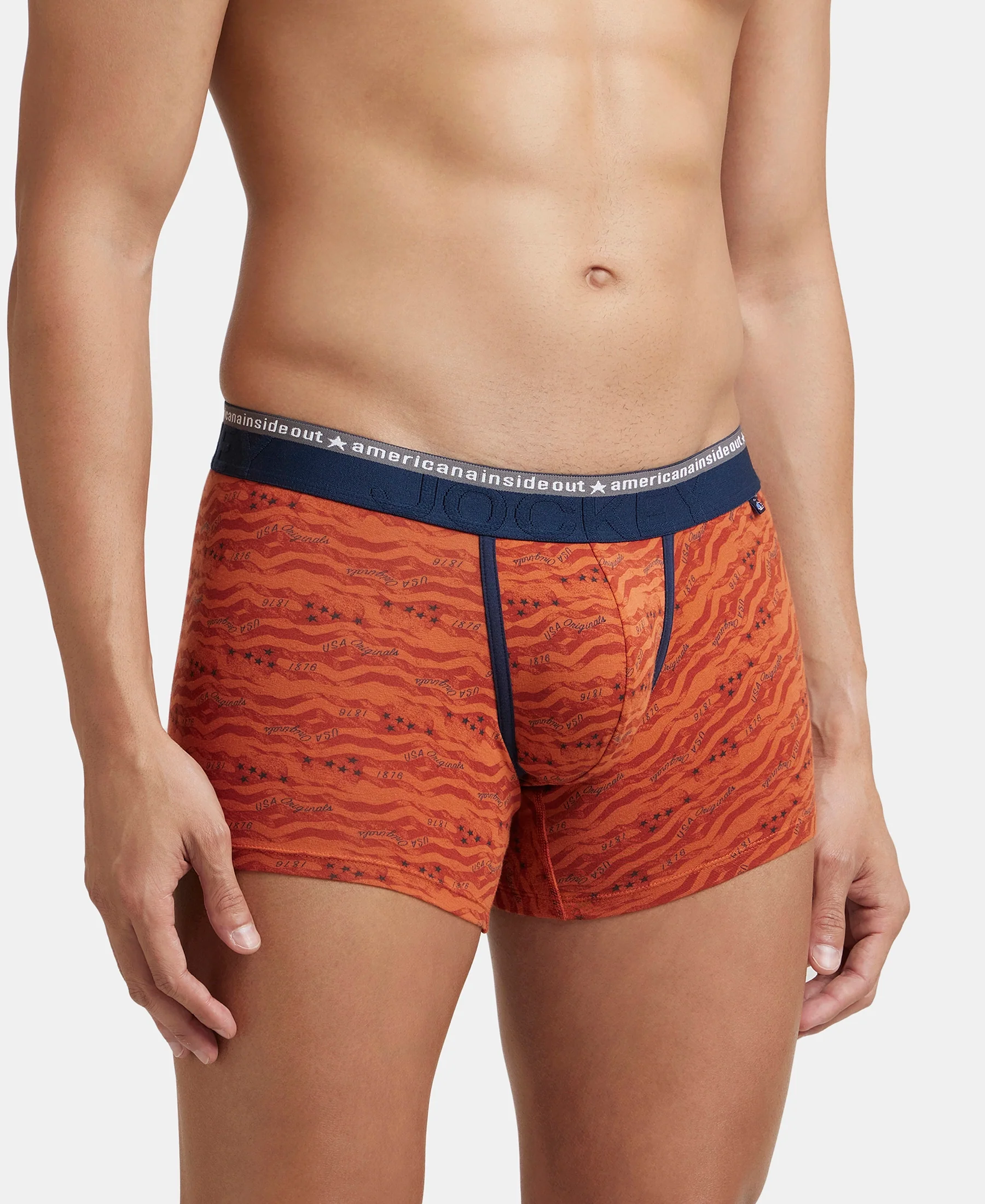Super Combed Cotton Elastane Stretch Printed Trunk with Ultrasoft Waistband - Autumn Glaze - Image 2