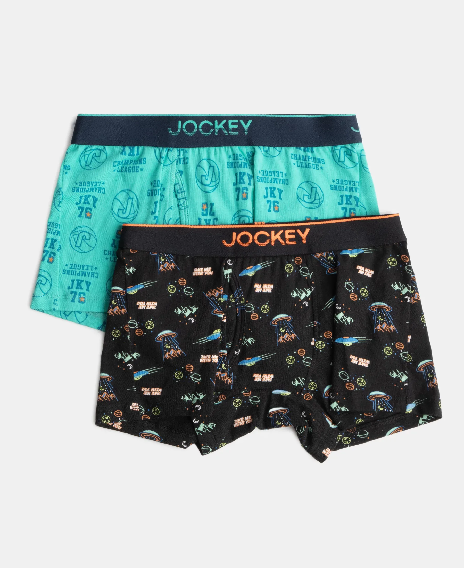 Super Combed Cotton Elastane Stretch Printed Trunk with Ultrasoft Waistband - Black & Billiard Green (Pack of 2)