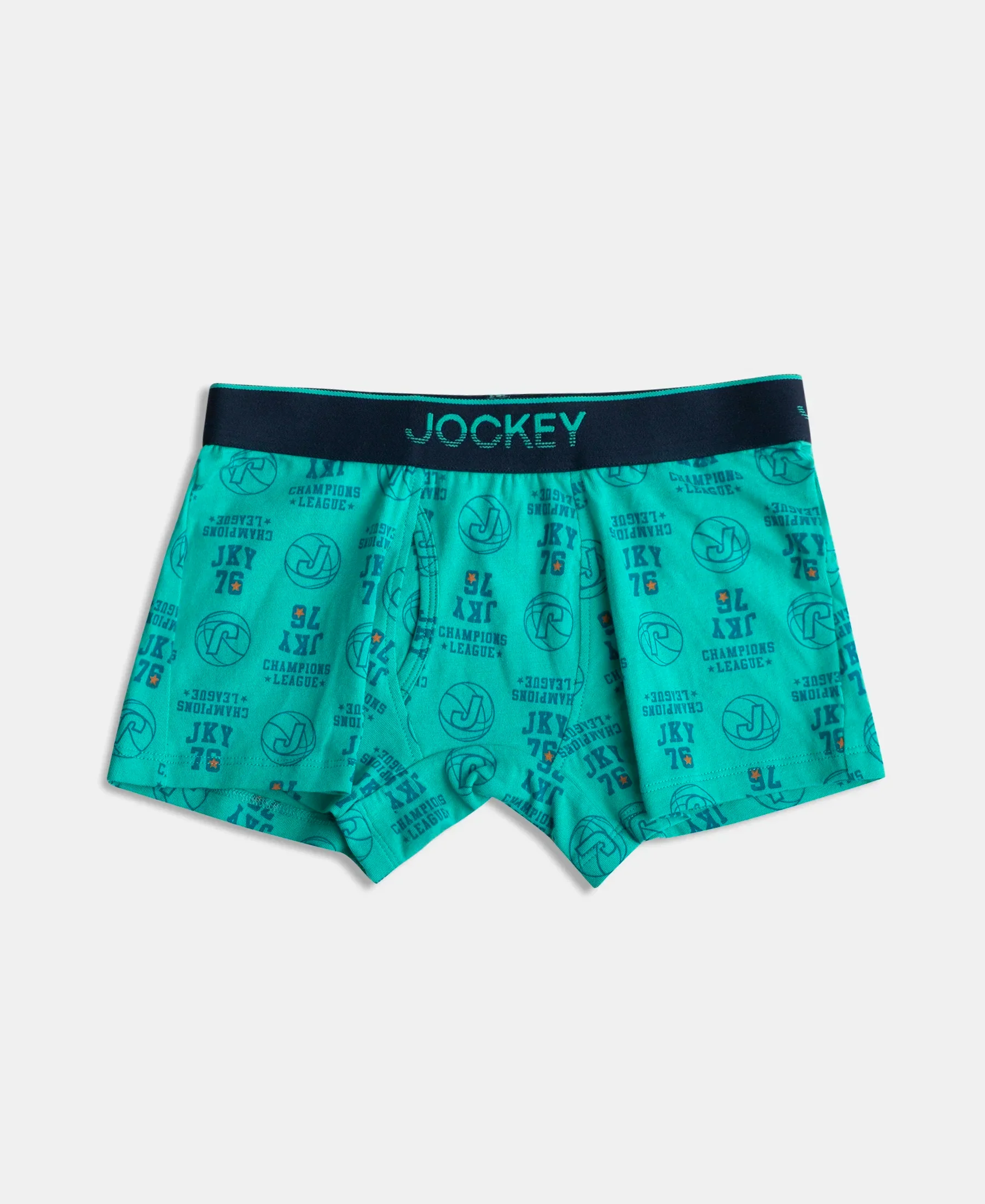 Super Combed Cotton Elastane Stretch Printed Trunk with Ultrasoft Waistband - Black & Billiard Green (Pack of 2) - Image 2