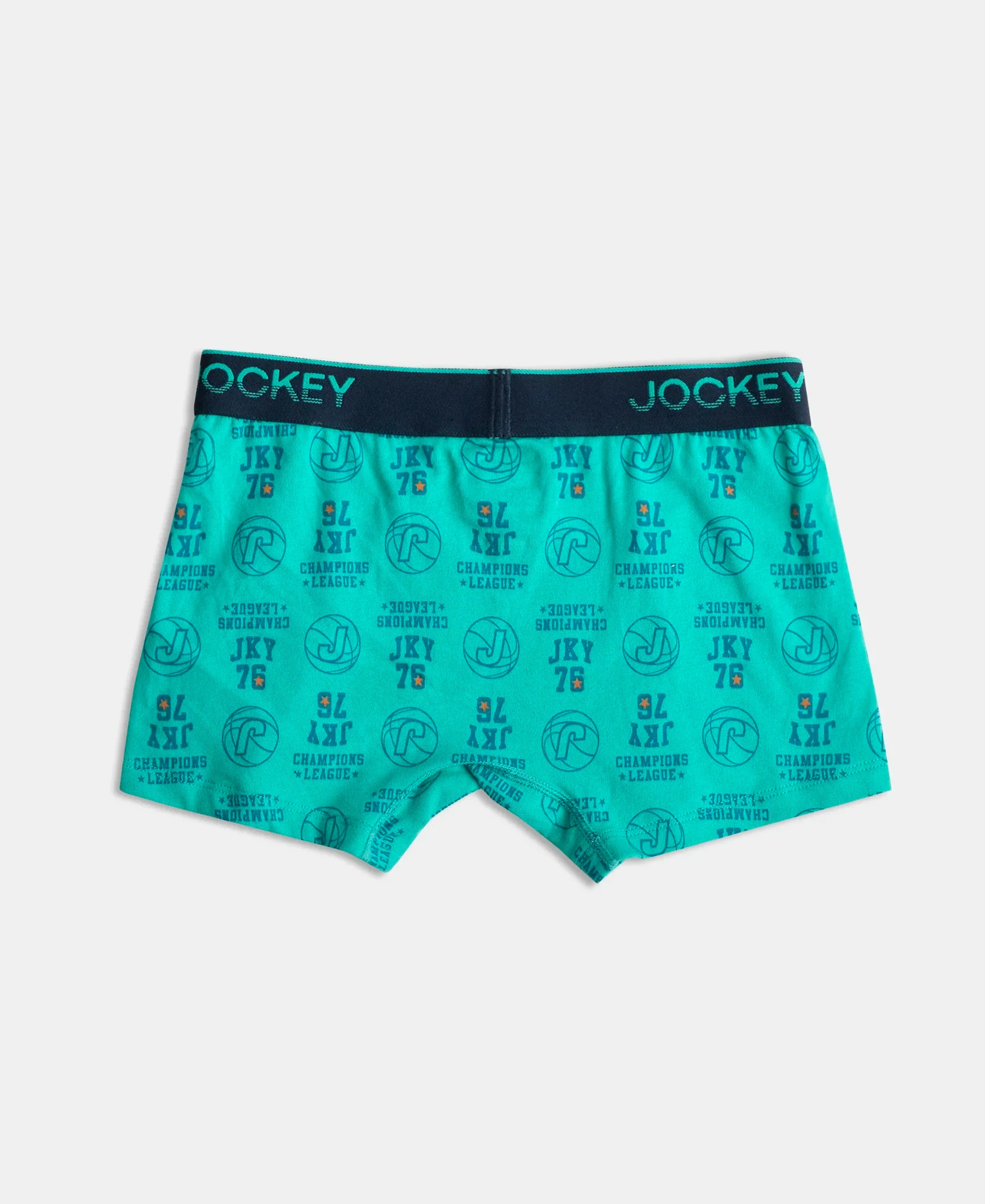 Super Combed Cotton Elastane Stretch Printed Trunk with Ultrasoft Waistband - Black & Billiard Green (Pack of 2) - Image 3