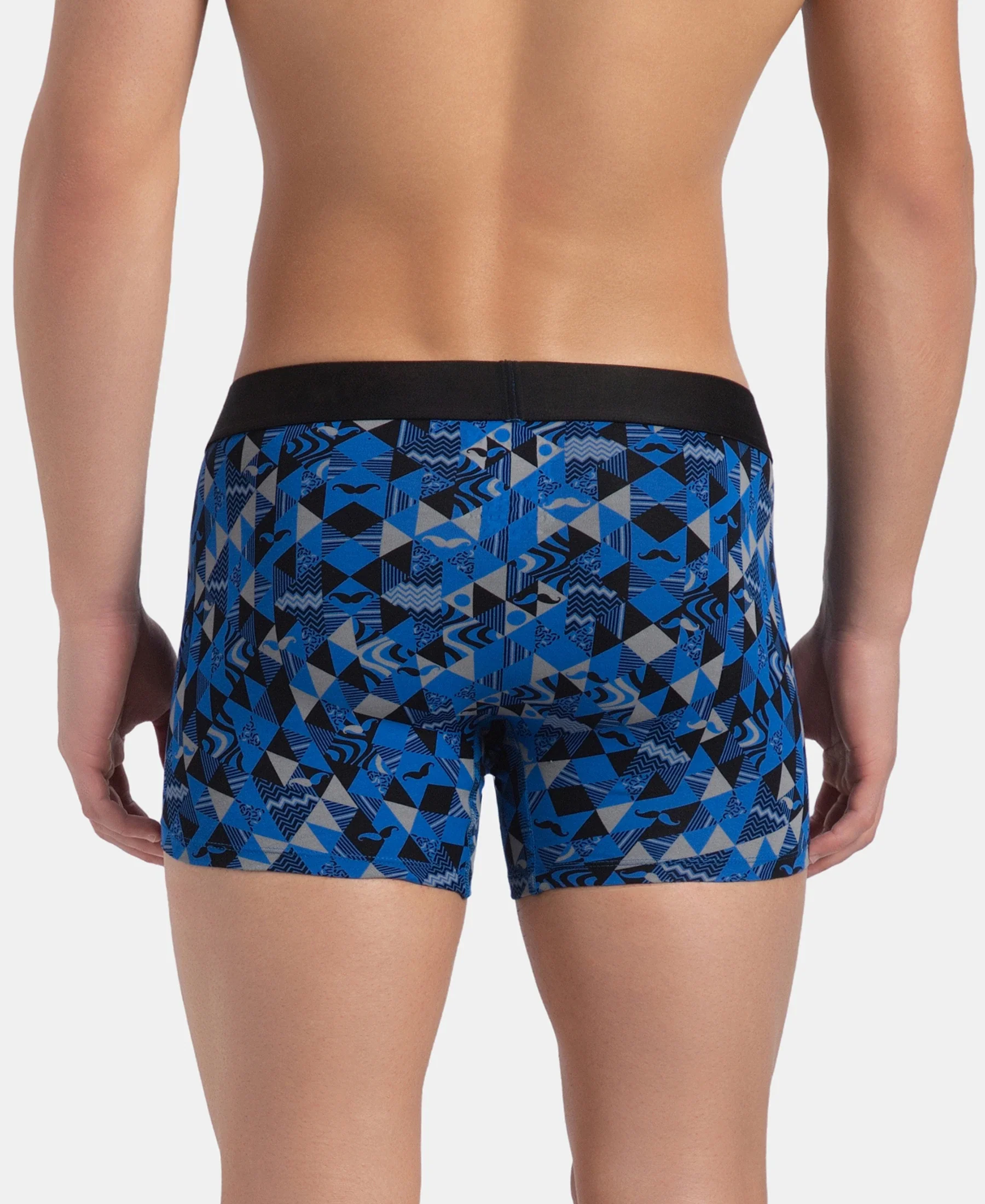 Super Combed Cotton Elastane Stretch Printed Trunk with Ultrasoft Waistband - Black Sky Diver - Image 3