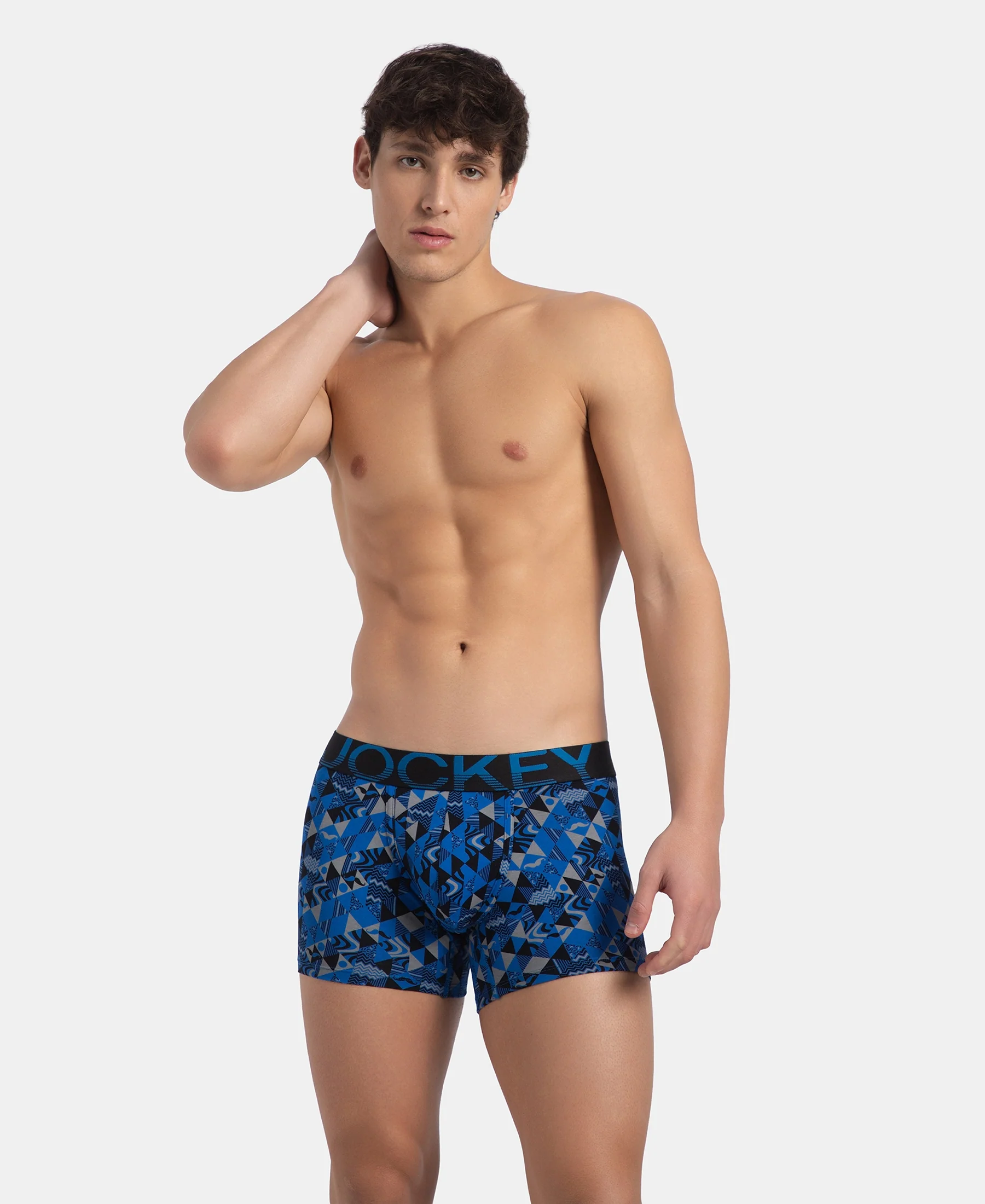 Super Combed Cotton Elastane Stretch Printed Trunk with Ultrasoft Waistband - Black Sky Diver - Image 5