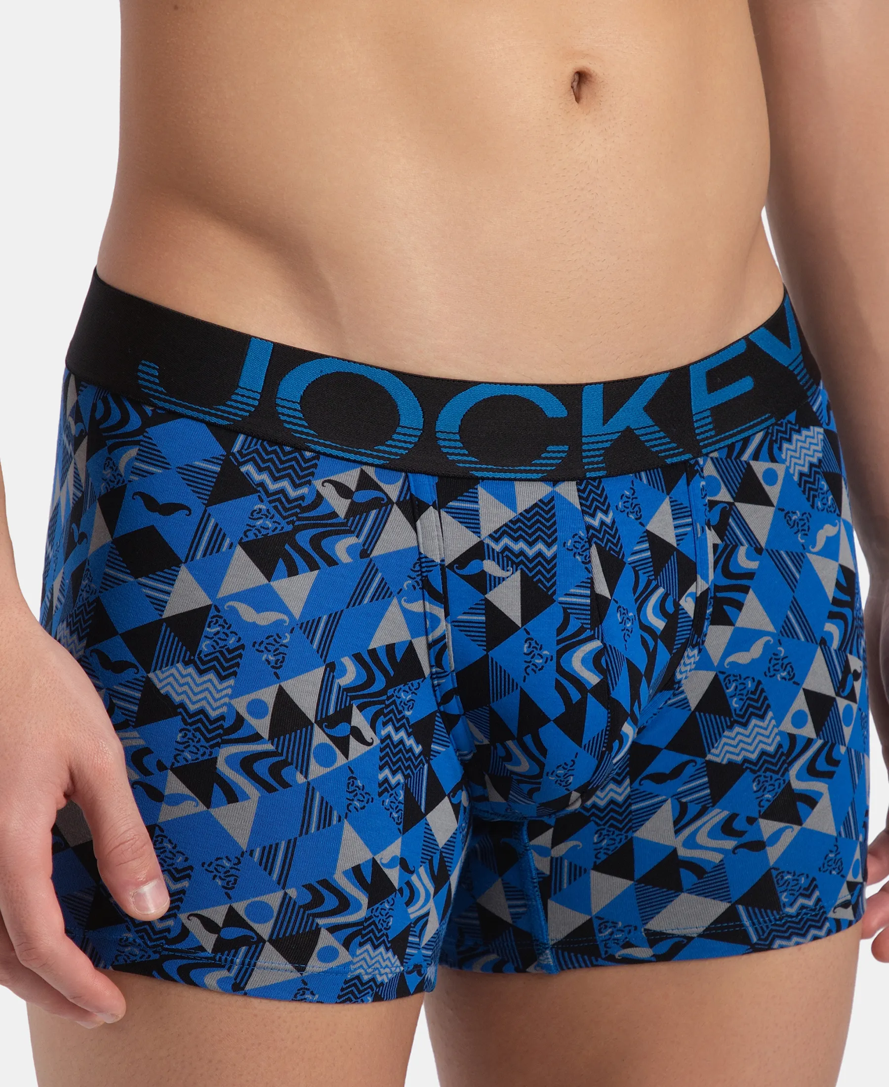 Super Combed Cotton Elastane Stretch Printed Trunk with Ultrasoft Waistband - Black Sky Diver - Image 7