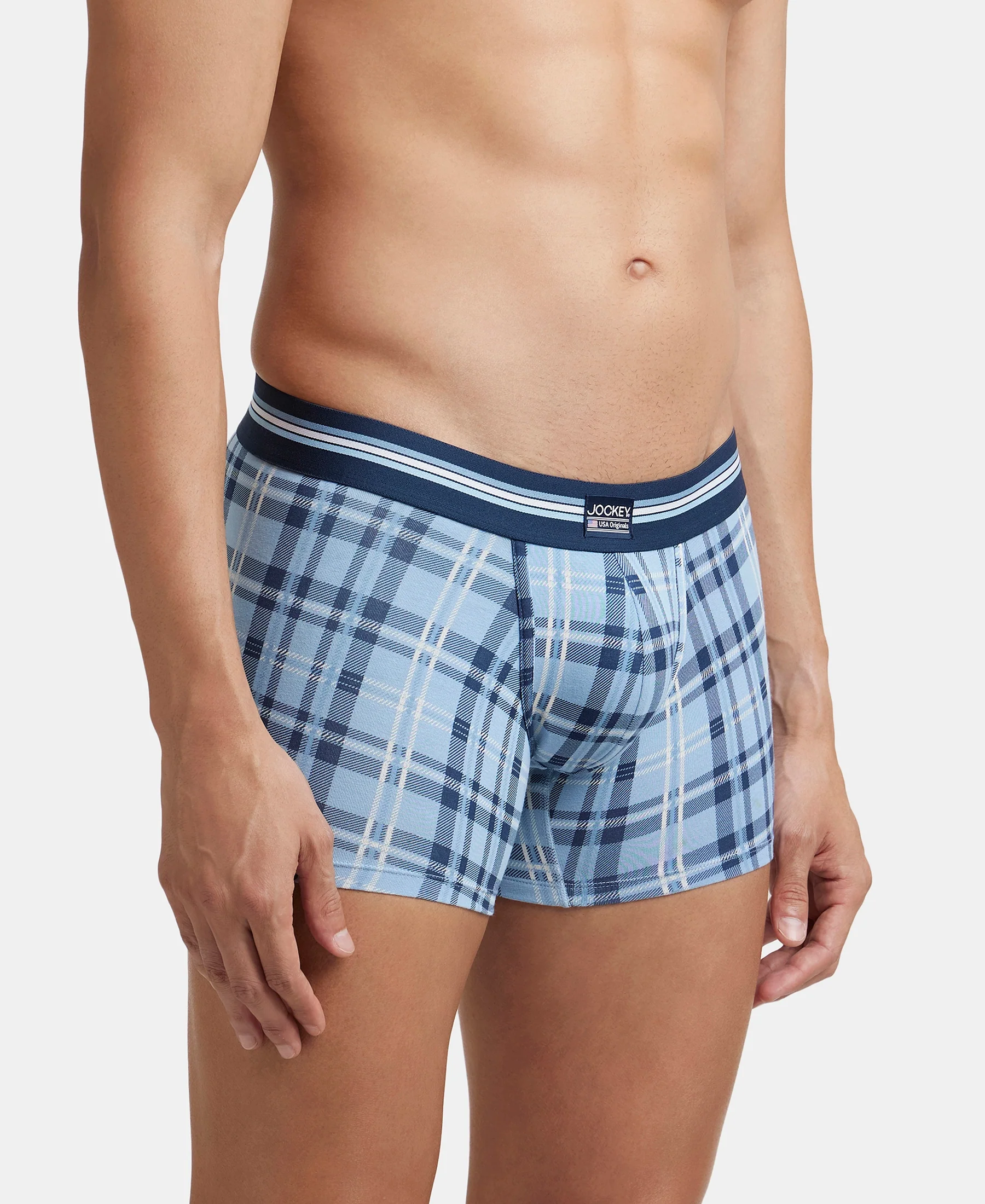 Super Combed Cotton Elastane Stretch Printed Trunk with Ultrasoft Waistband - Dusk Blue Print (Pack of 2) - Image 5