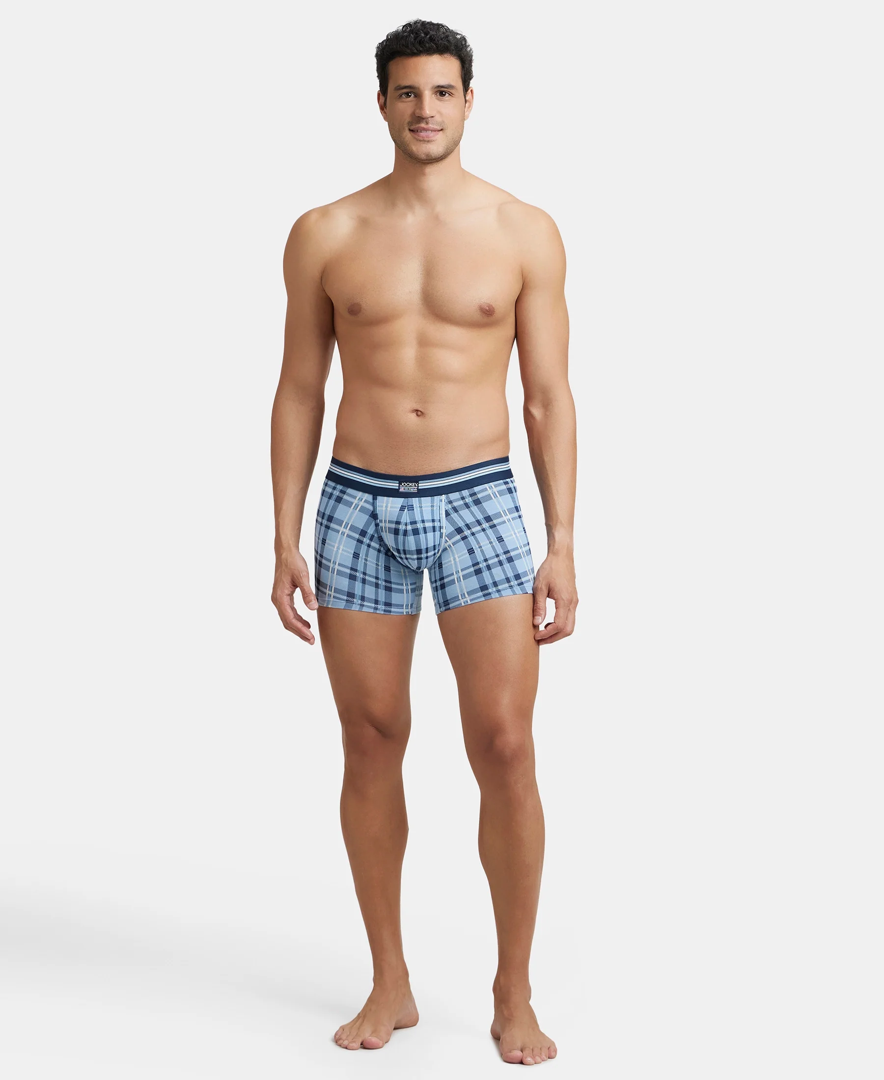 Super Combed Cotton Elastane Stretch Printed Trunk with Ultrasoft Waistband - Dusk Blue Print (Pack of 2) - Image 9