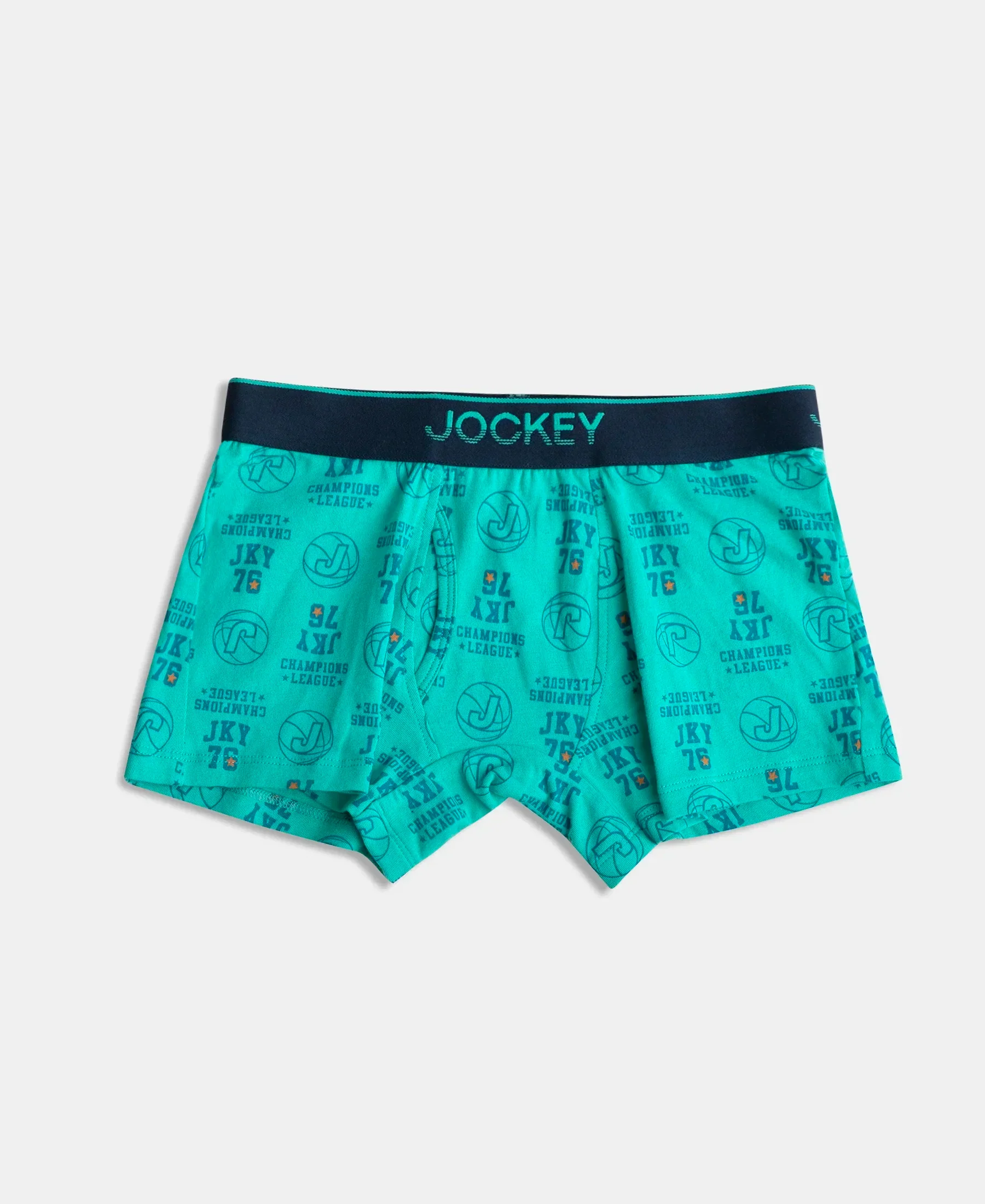 Super Combed Cotton Elastane Stretch Printed Trunk with Ultrasoft Waistband - Navy & Billiard Green (Pack of 2) - Image 2