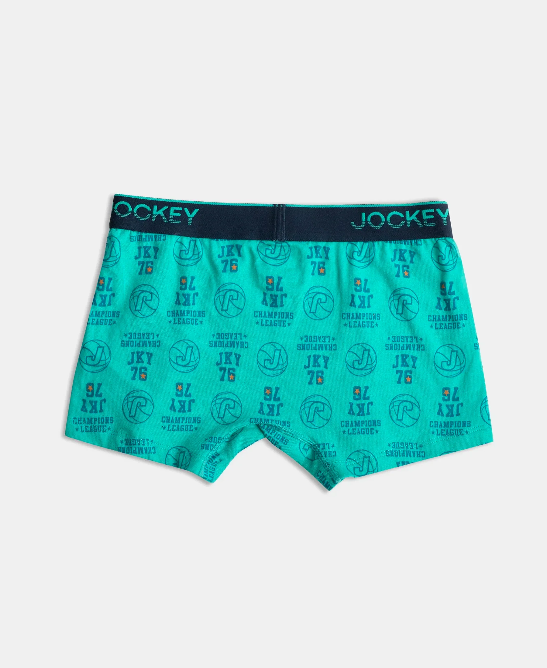 Super Combed Cotton Elastane Stretch Printed Trunk with Ultrasoft Waistband - Navy & Billiard Green (Pack of 2) - Image 3