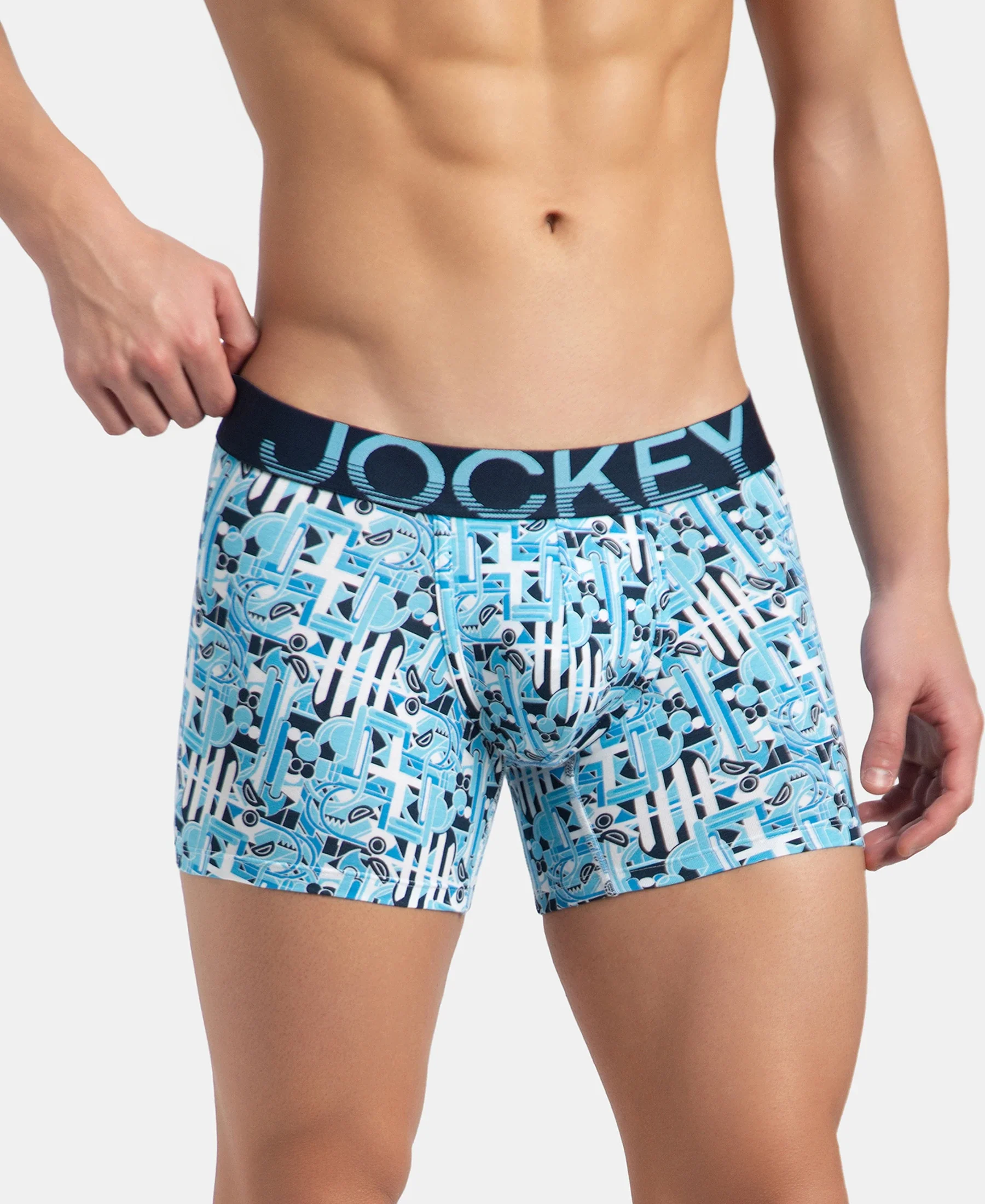 Super Combed Cotton Elastane Stretch Printed Trunk with Ultrasoft Waistband - Navy Blue Grotto - Image 2