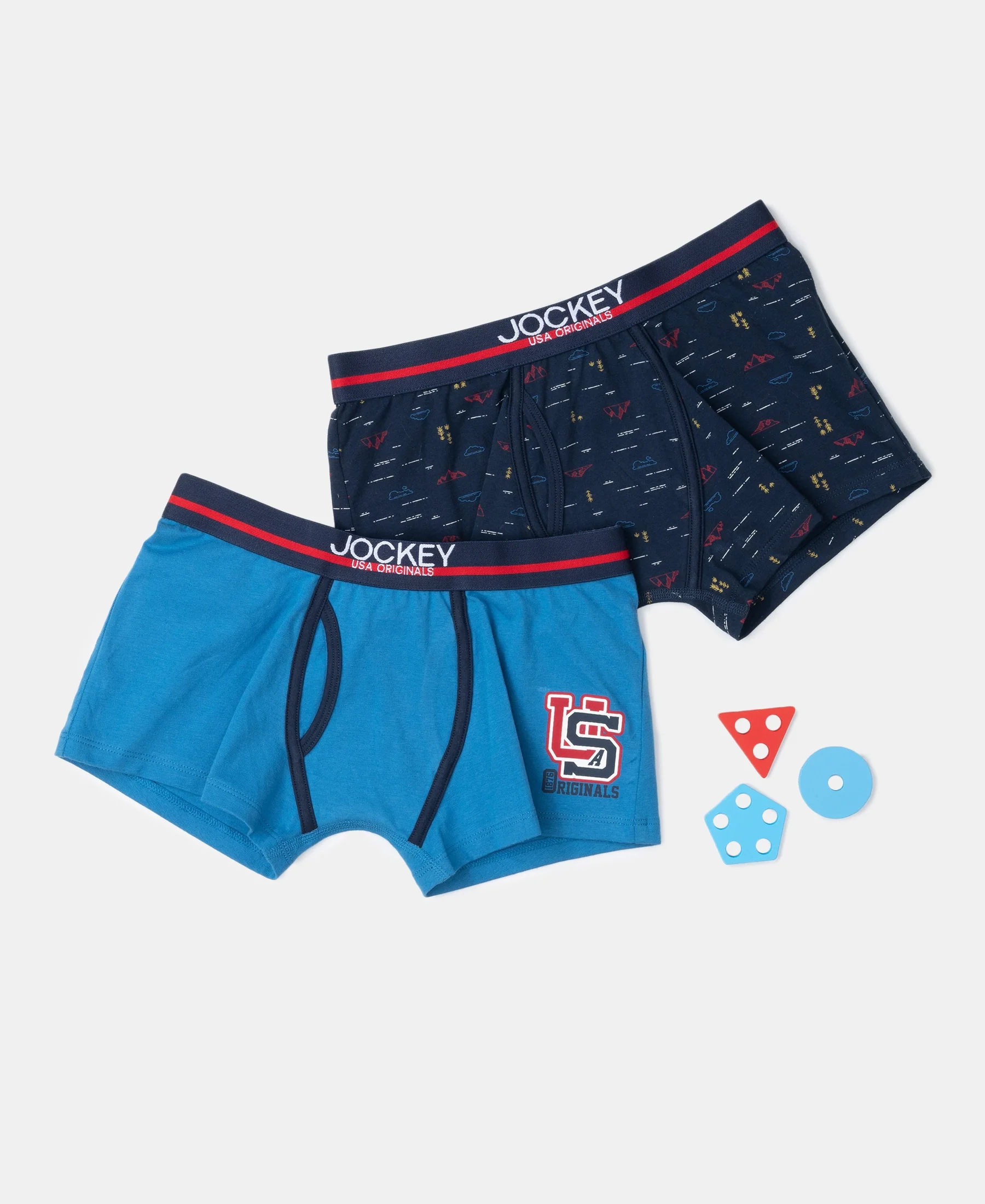 Super Combed Cotton Elastane Stretch Printed Trunk with Ultrasoft Waistband - Navy & Vallarta Blue (Pack of 2) - Image 5