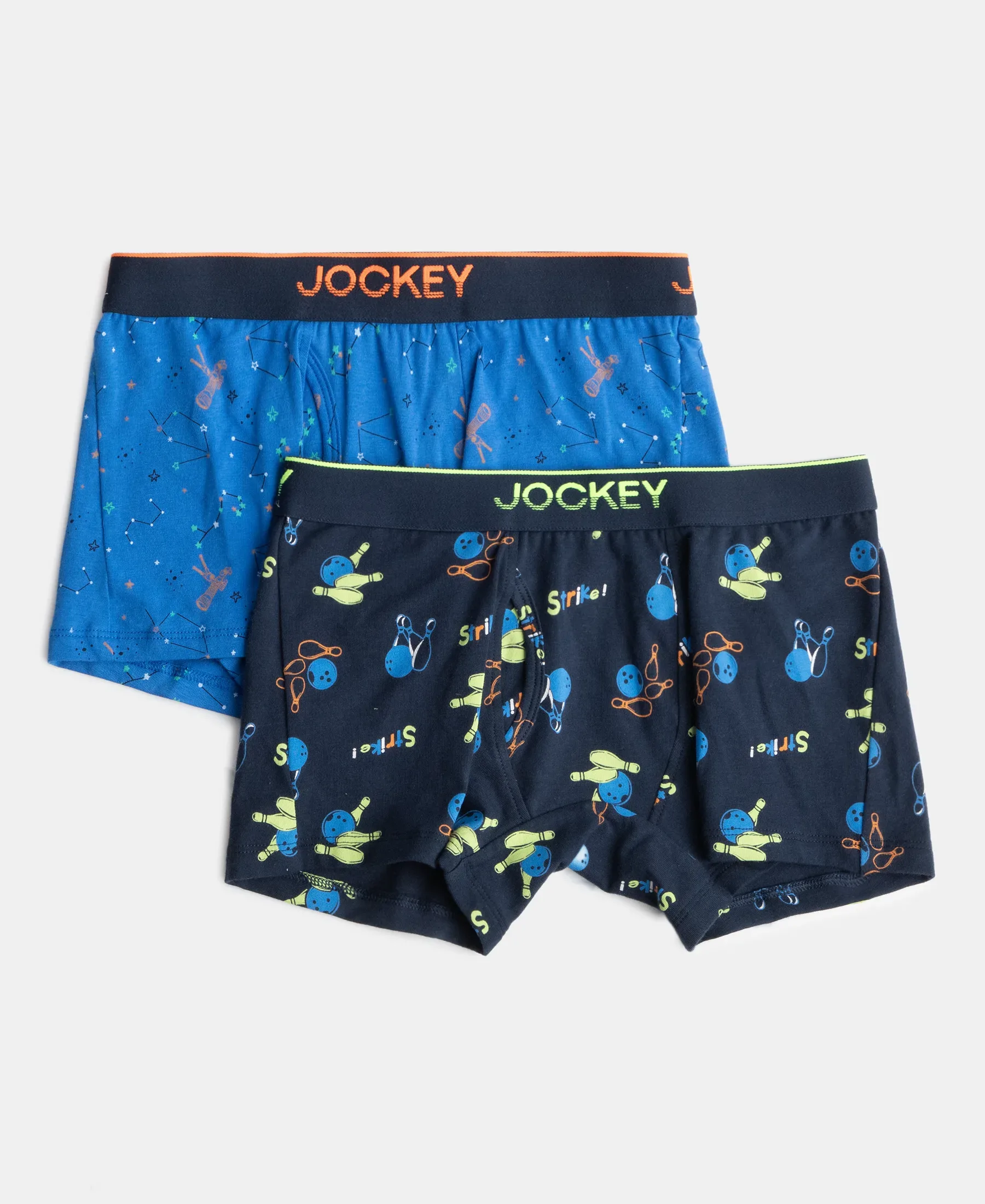 Super Combed Cotton Elastane Stretch Printed Trunk with Ultrasoft Waistband - Rich Royal Blue & Navy (Pack of 2)