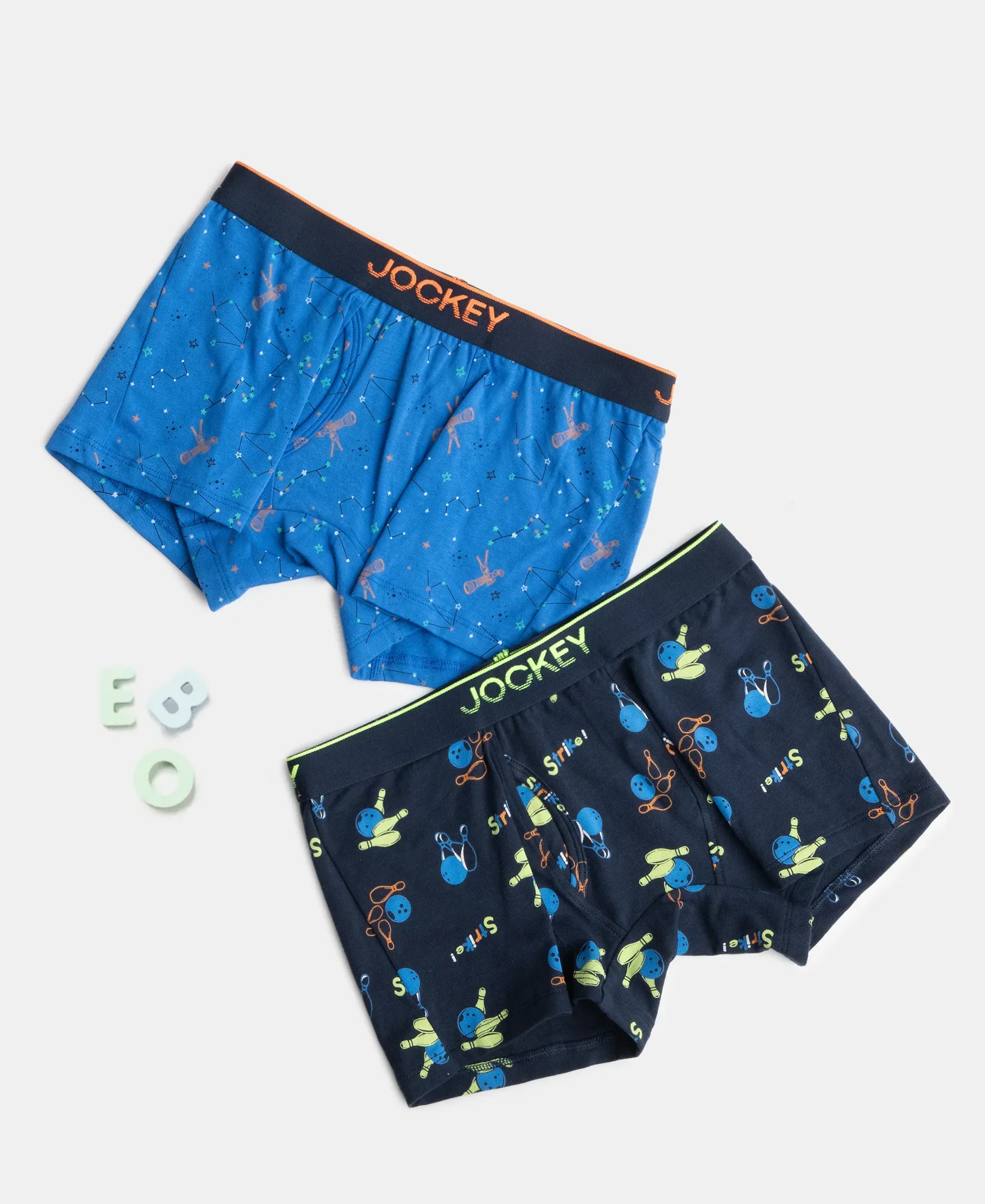 Super Combed Cotton Elastane Stretch Printed Trunk with Ultrasoft Waistband - Rich Royal Blue & Navy (Pack of 2) - Image 5