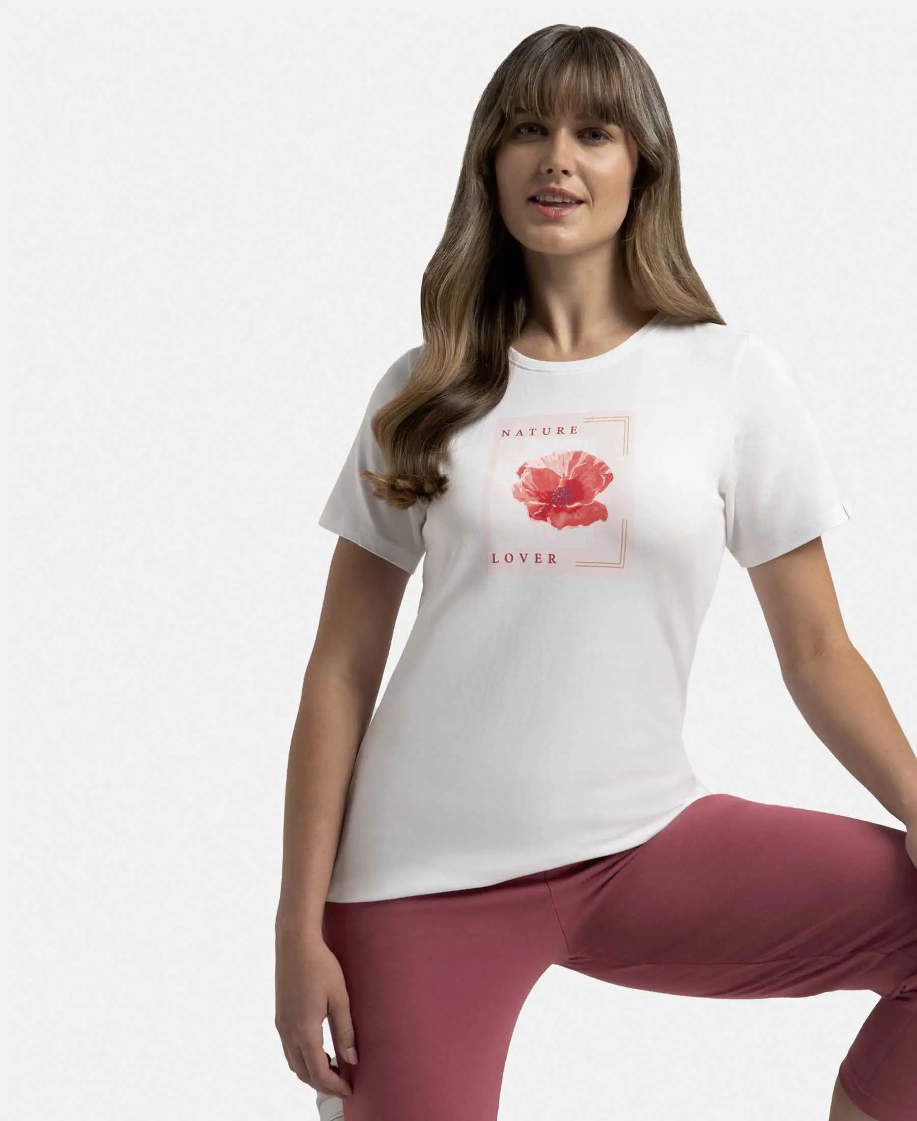 Super Combed Cotton Elastane Stretch Regular Fit Graphic Printed Round Neck Half Sleeve T-Shirt  - White - Image 5
