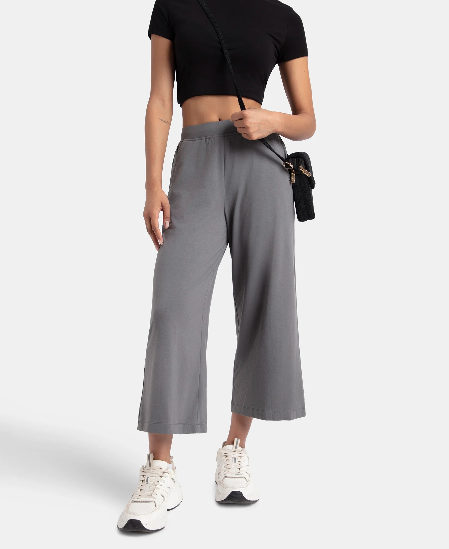 Super Combed Cotton Rich Elastane Stretch Relaxed Fit Culottes - Castle Rock - Image 5