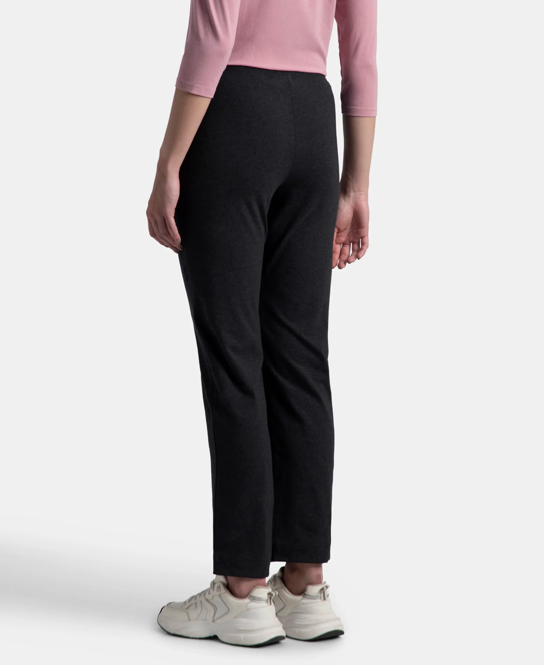 Super Combed Cotton Elastane Stretch Relaxed Fit Trackpants With Side Pockets - Black Melange - Image 3
