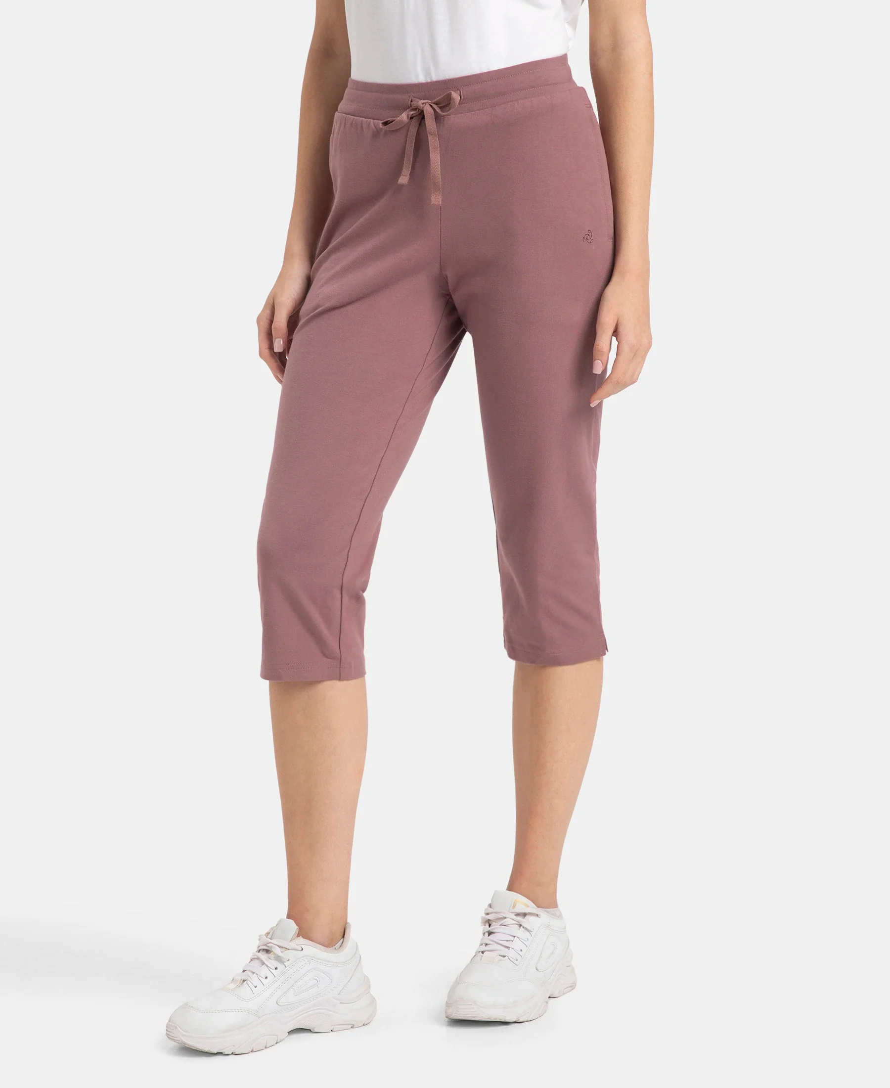 Super Combed Cotton Elastane Stretch Slim Fit Capri with Side Pockets - Burnt Rose - Image 2