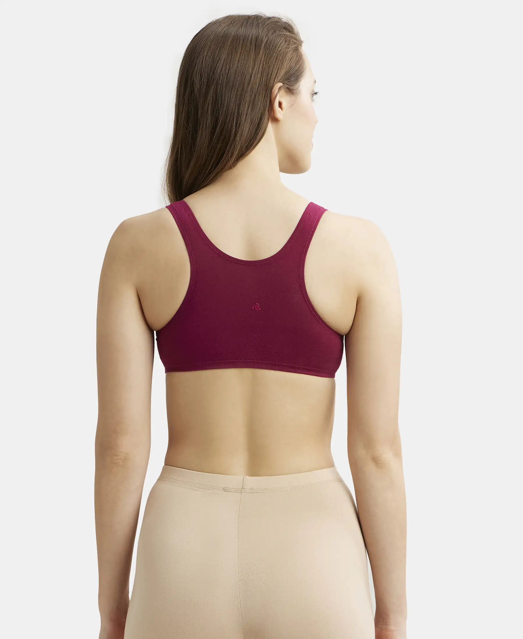Super Combed Cotton Elastane Stretch Slip On Crop Top With StayFresh Treatment - Beet Red - Image 3