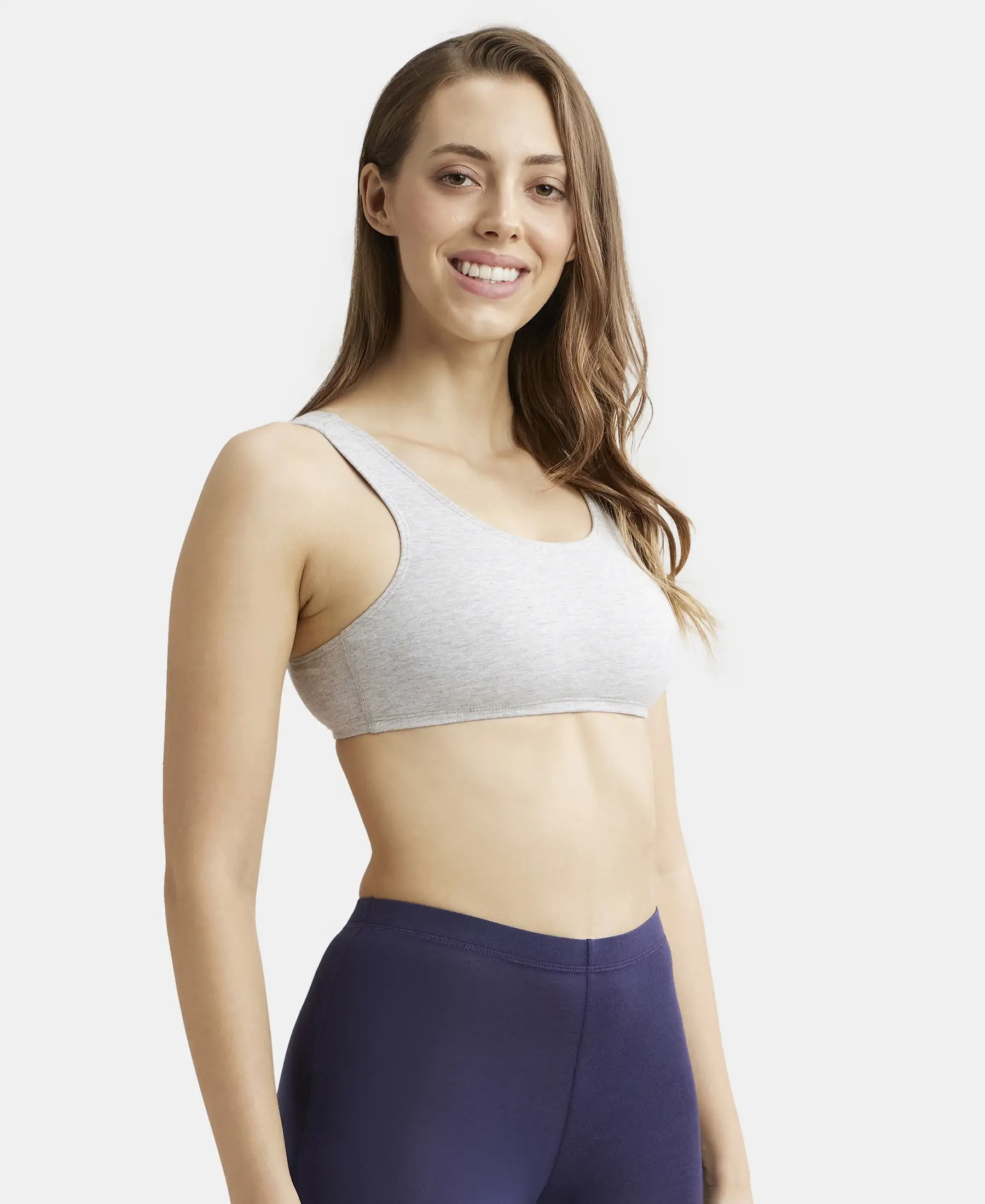 Super Combed Cotton Elastane Stretch Slip On Crop Top With StayFresh Treatment - Steel Grey Melange - Image 2