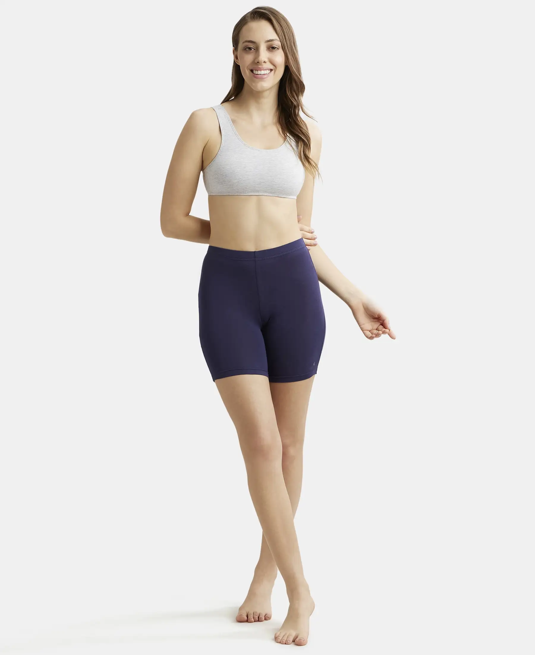 Super Combed Cotton Elastane Stretch Slip On Crop Top With StayFresh Treatment - Steel Grey Melange - Image 4