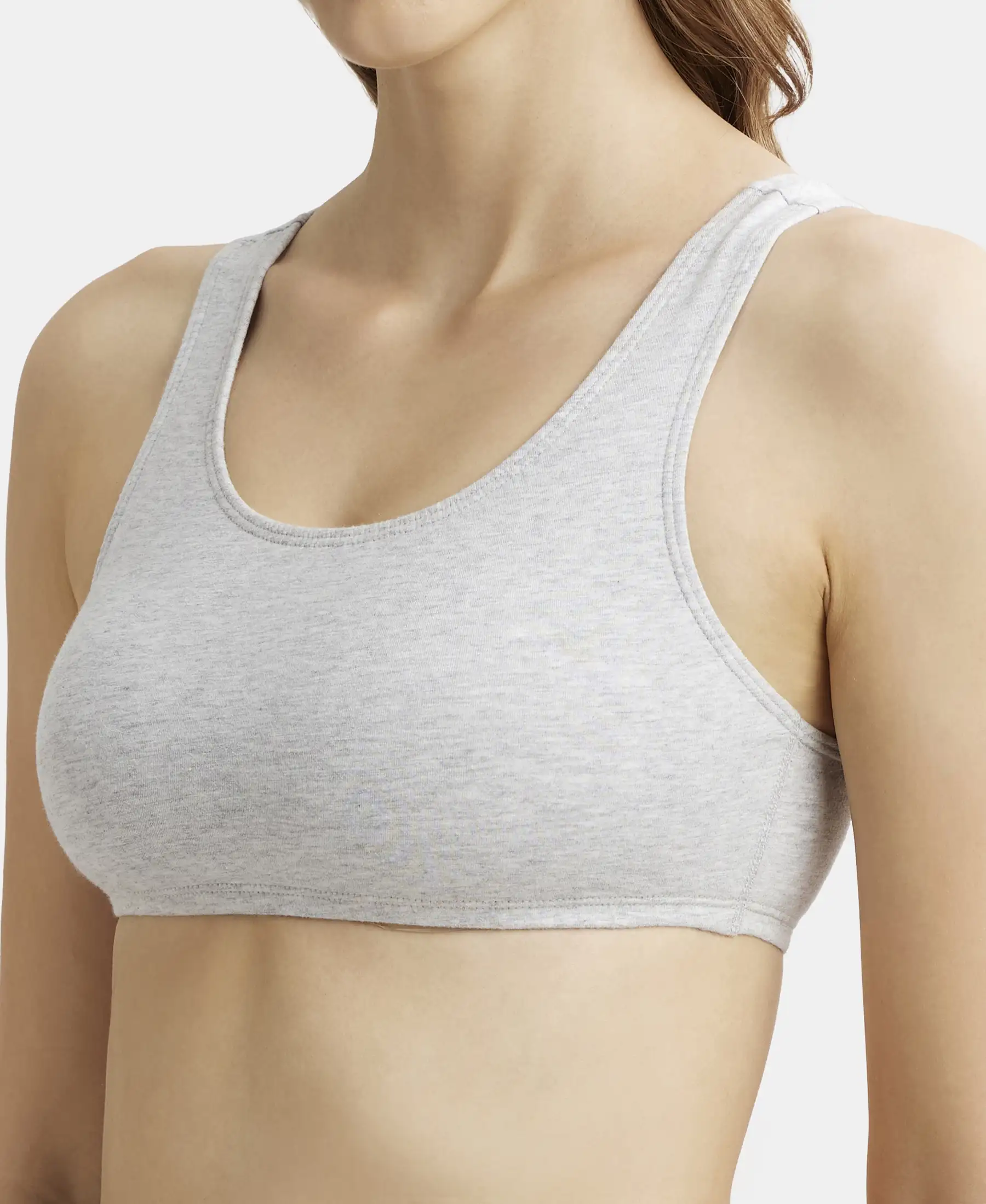 Super Combed Cotton Elastane Stretch Slip On Crop Top With StayFresh Treatment - Steel Grey Melange - Image 6