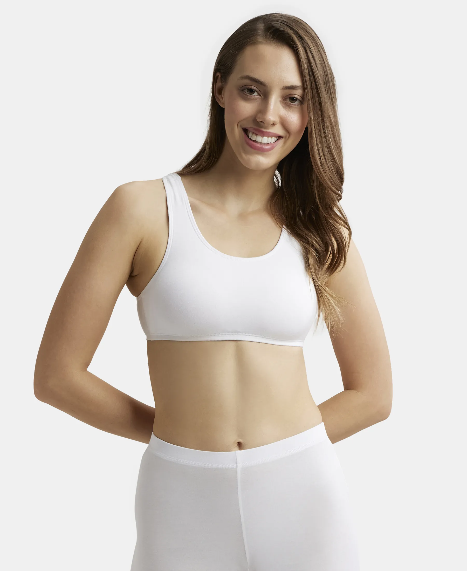 Super Combed Cotton Elastane Stretch Slip On Crop Top With StayFresh Treatment - White