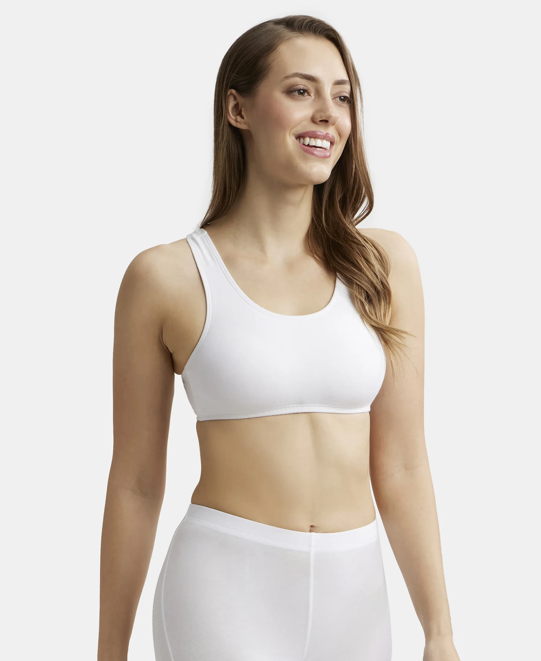 Super Combed Cotton Elastane Stretch Slip On Crop Top With StayFresh Treatment - White - Image 2