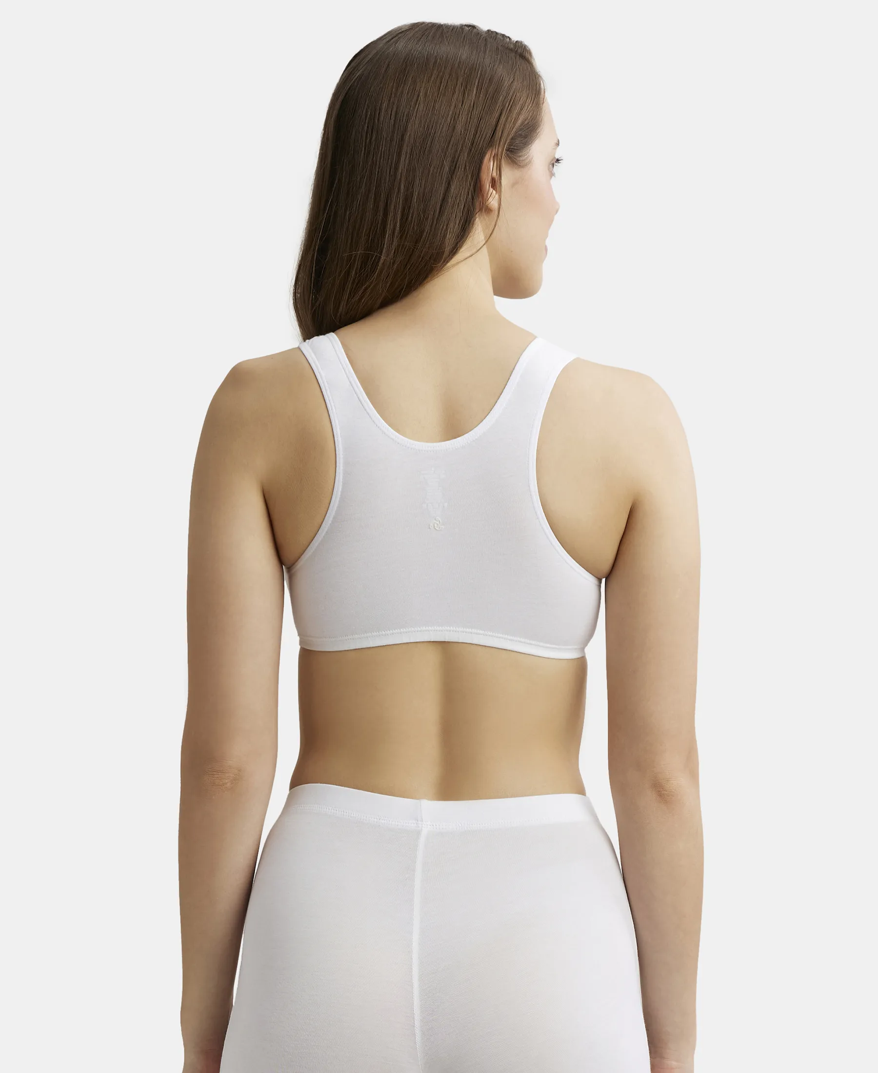 Super Combed Cotton Elastane Stretch Slip On Crop Top With StayFresh Treatment - White - Image 3