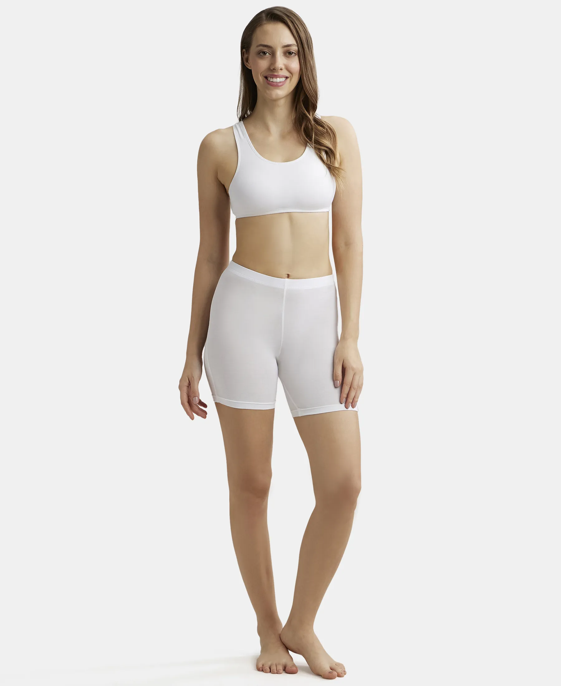 Super Combed Cotton Elastane Stretch Slip On Crop Top With StayFresh Treatment - White - Image 4