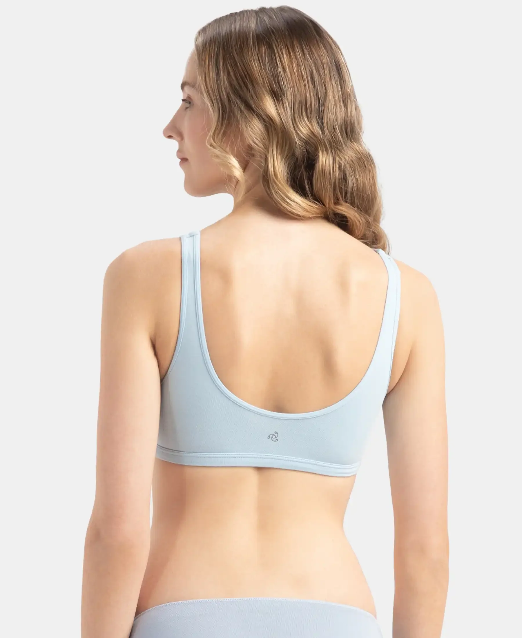 Super Combed Cotton Elastane Stretch Slip On Lounge Bra With StayFresh Treatment - Angel Falls - Image 3