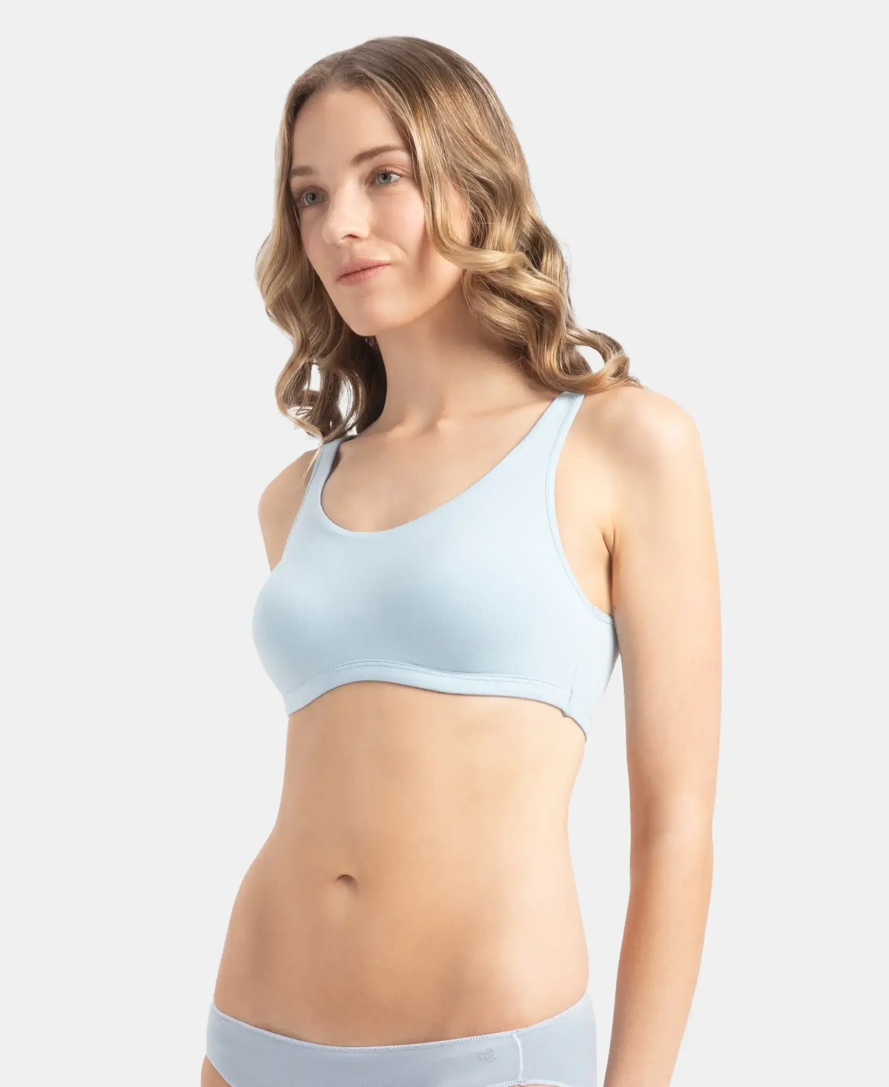 Super Combed Cotton Elastane Stretch Slip On Lounge Bra With StayFresh Treatment - Angel Falls - Image 8