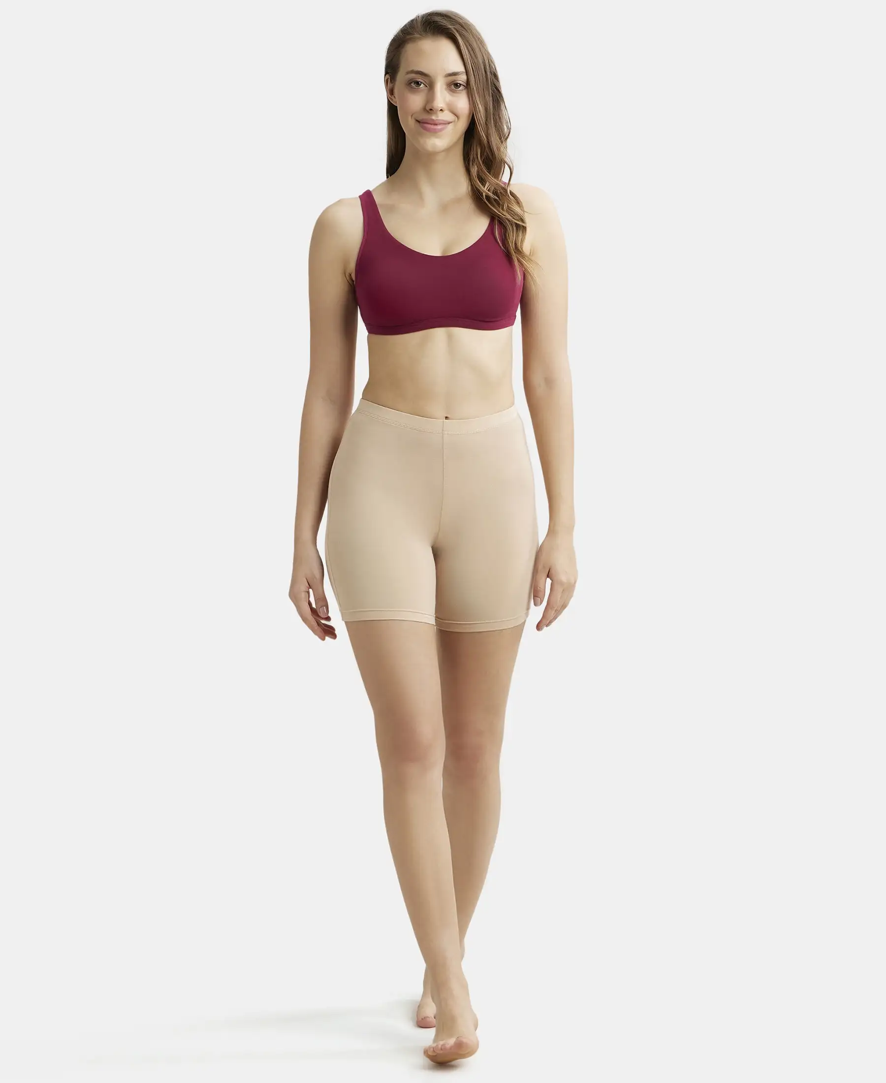 Super Combed Cotton Elastane Stretch Slip On Lounge Bra With StayFresh Treatment - Beet Red - Image 4