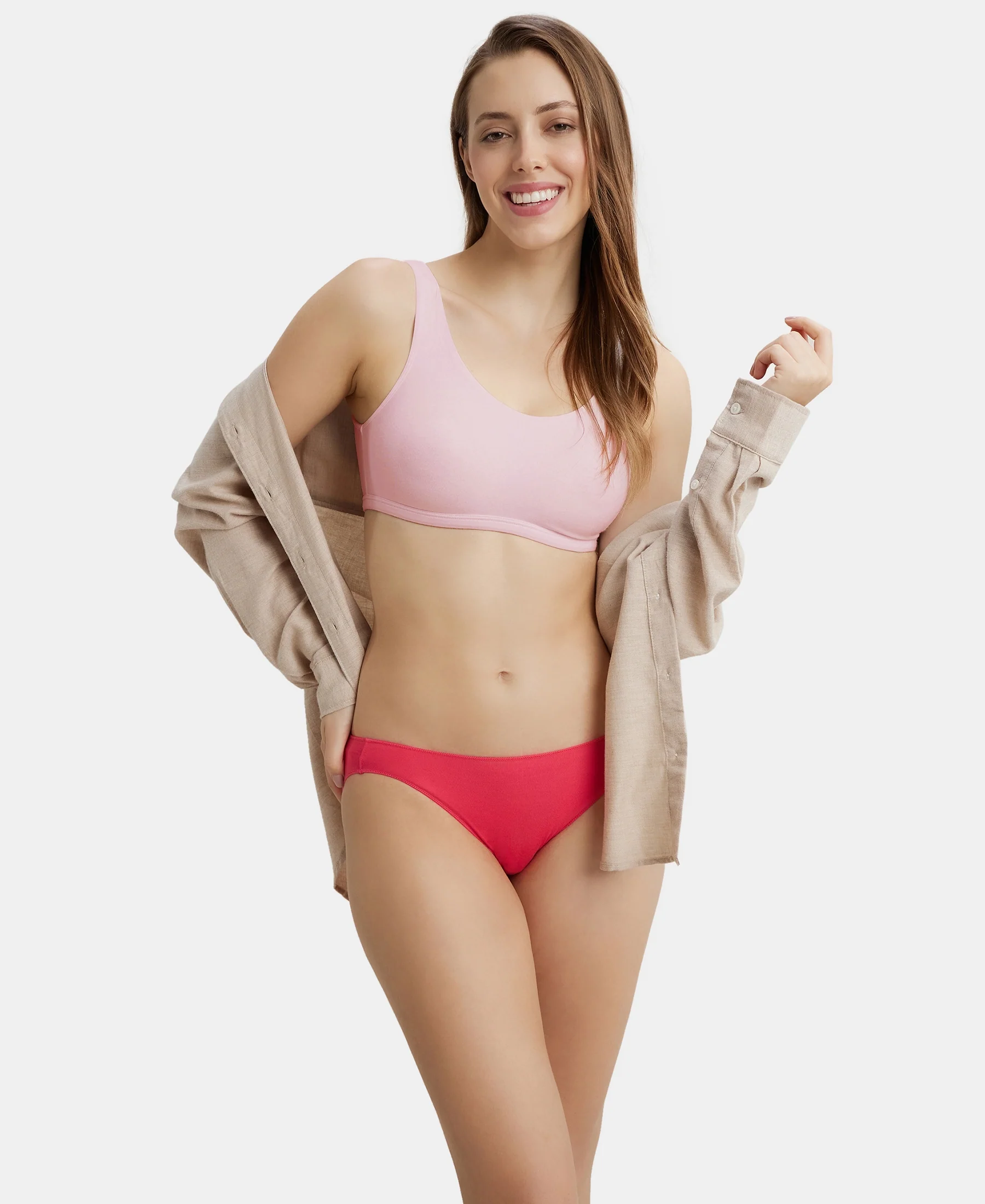 Super Combed Cotton Elastane Stretch Slip On Lounge Bra With StayFresh Treatment - Crush N Blush - Image 5