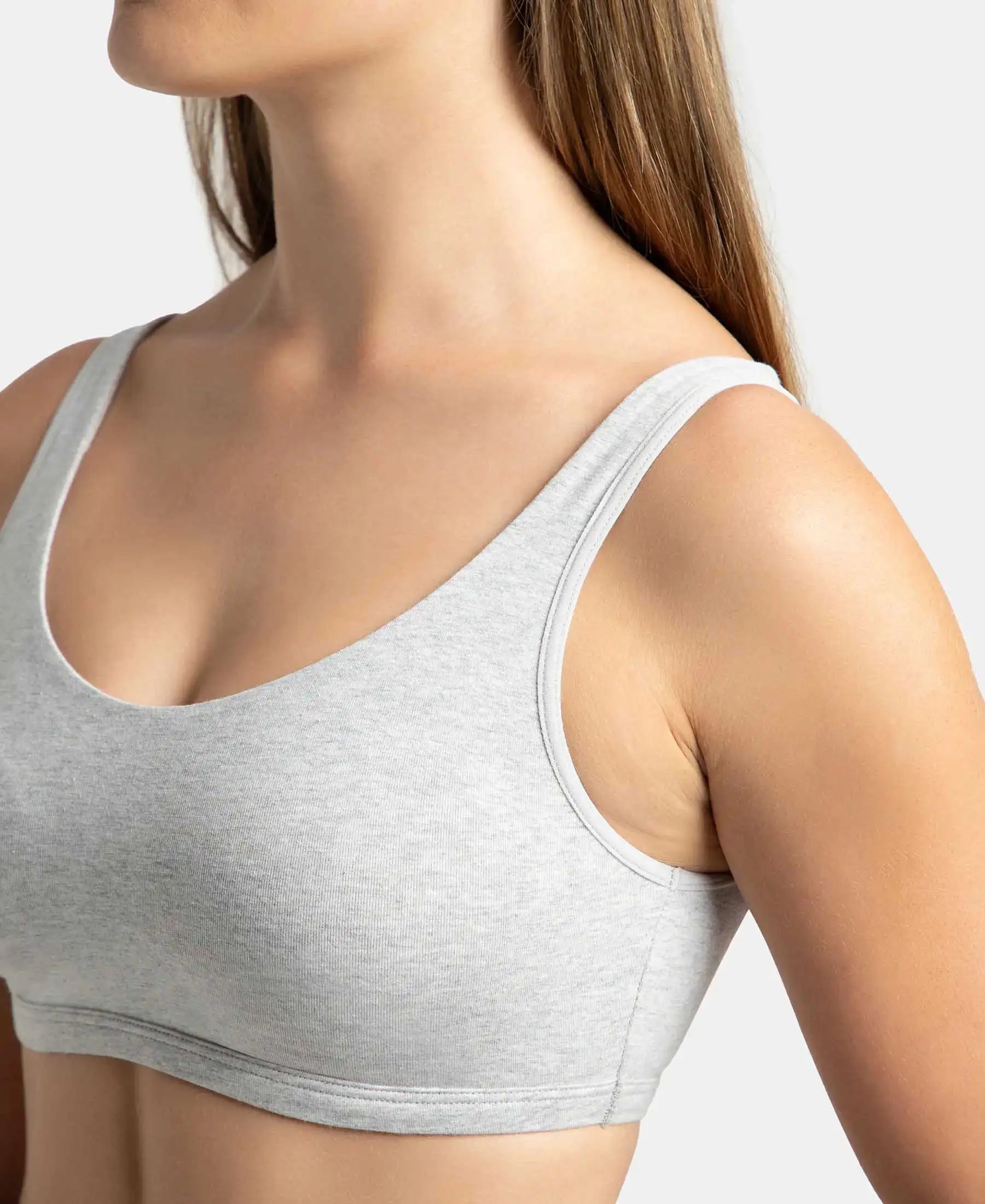 Super Combed Cotton Elastane Stretch Slip On Lounge Bra With StayFresh Treatment - Steel Grey Melange - Image 8