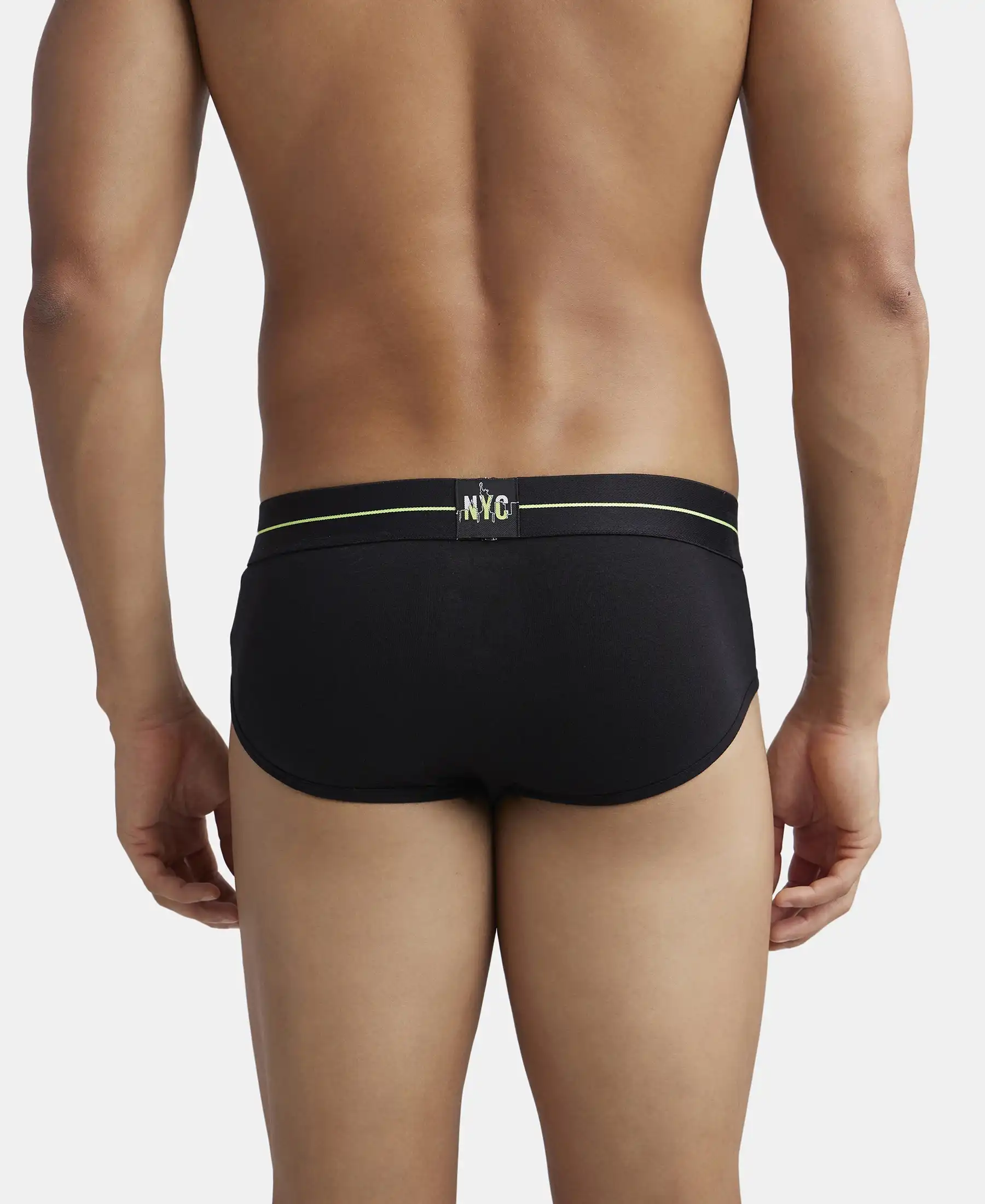 Super Combed Cotton Elastane Stretch Solid Brief with Ultrasoft Waistband - Black & Graphite (Pack of 2) - Image 7