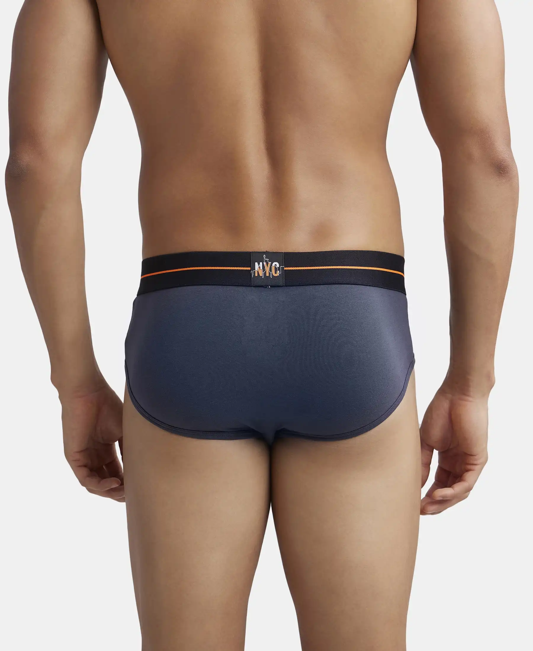 Super Combed Cotton Elastane Stretch Solid Brief with Ultrasoft Waistband - Black & Graphite (Pack of 2) - Image 8