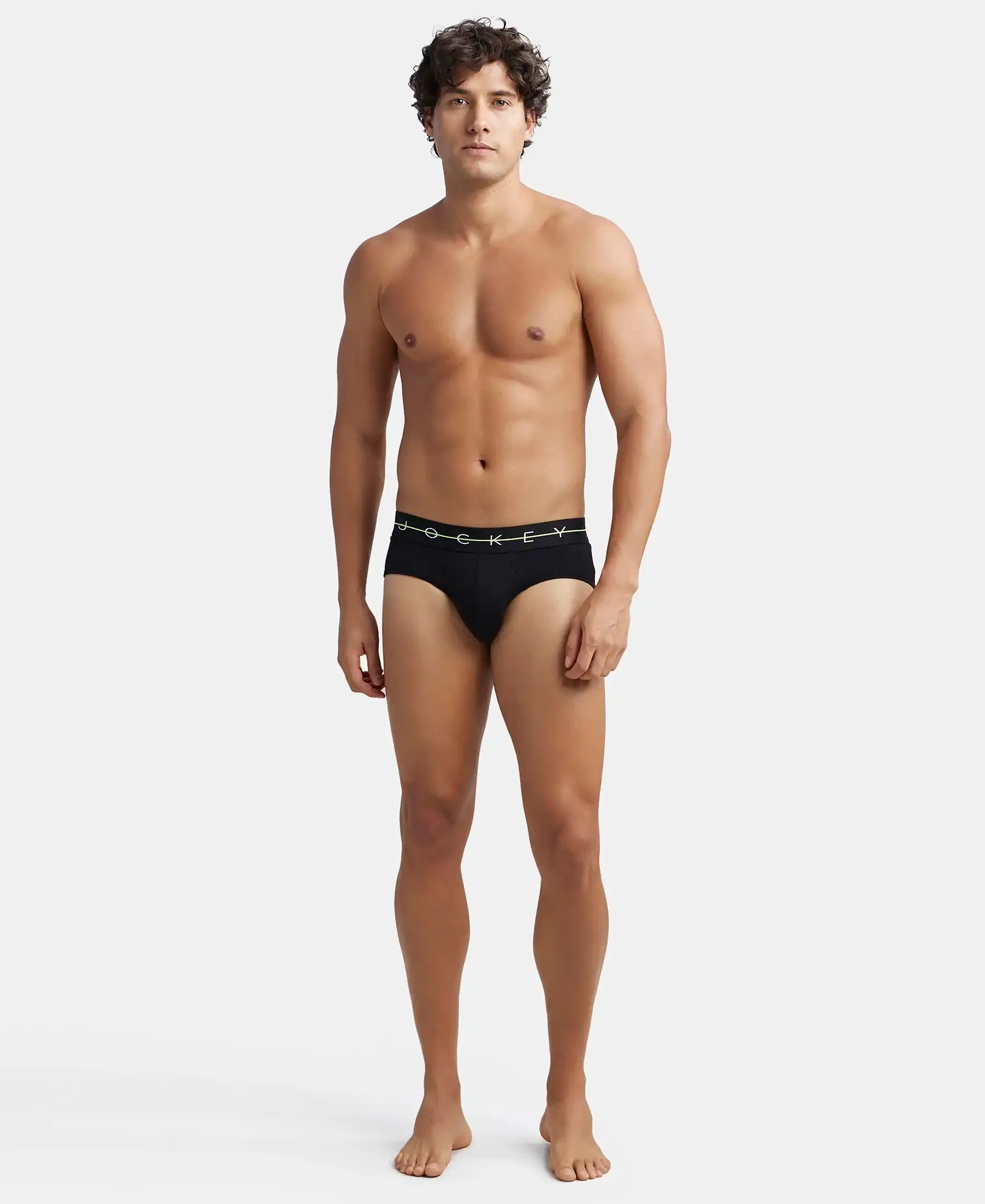 Super Combed Cotton Elastane Stretch Solid Brief with Ultrasoft Waistband - Black & Graphite (Pack of 2) - Image 9