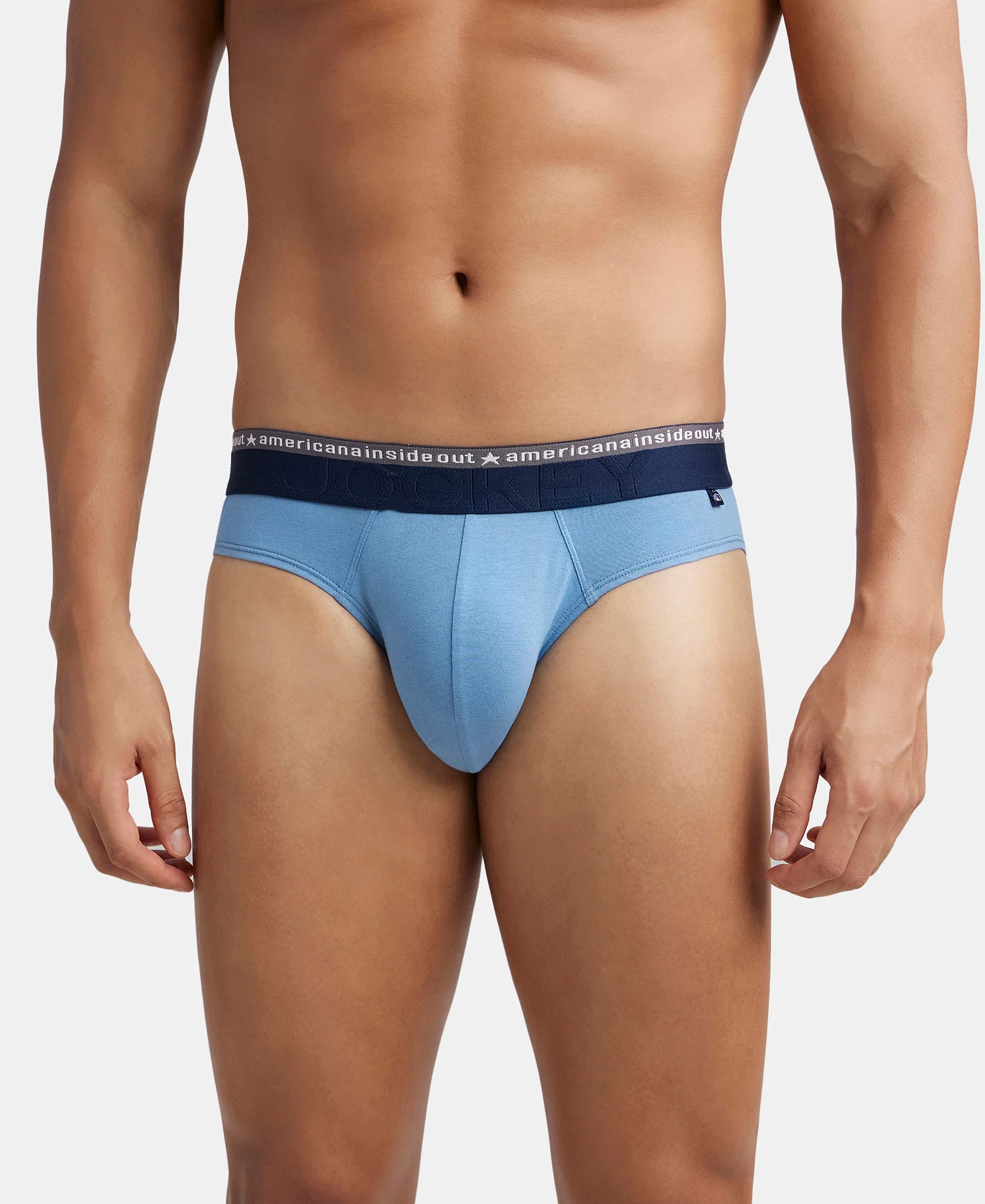 Super Combed Cotton Elastane Stretch Solid Brief with Ultrasoft Waistband - Blue Heaven (Pack of 2) - Image 2