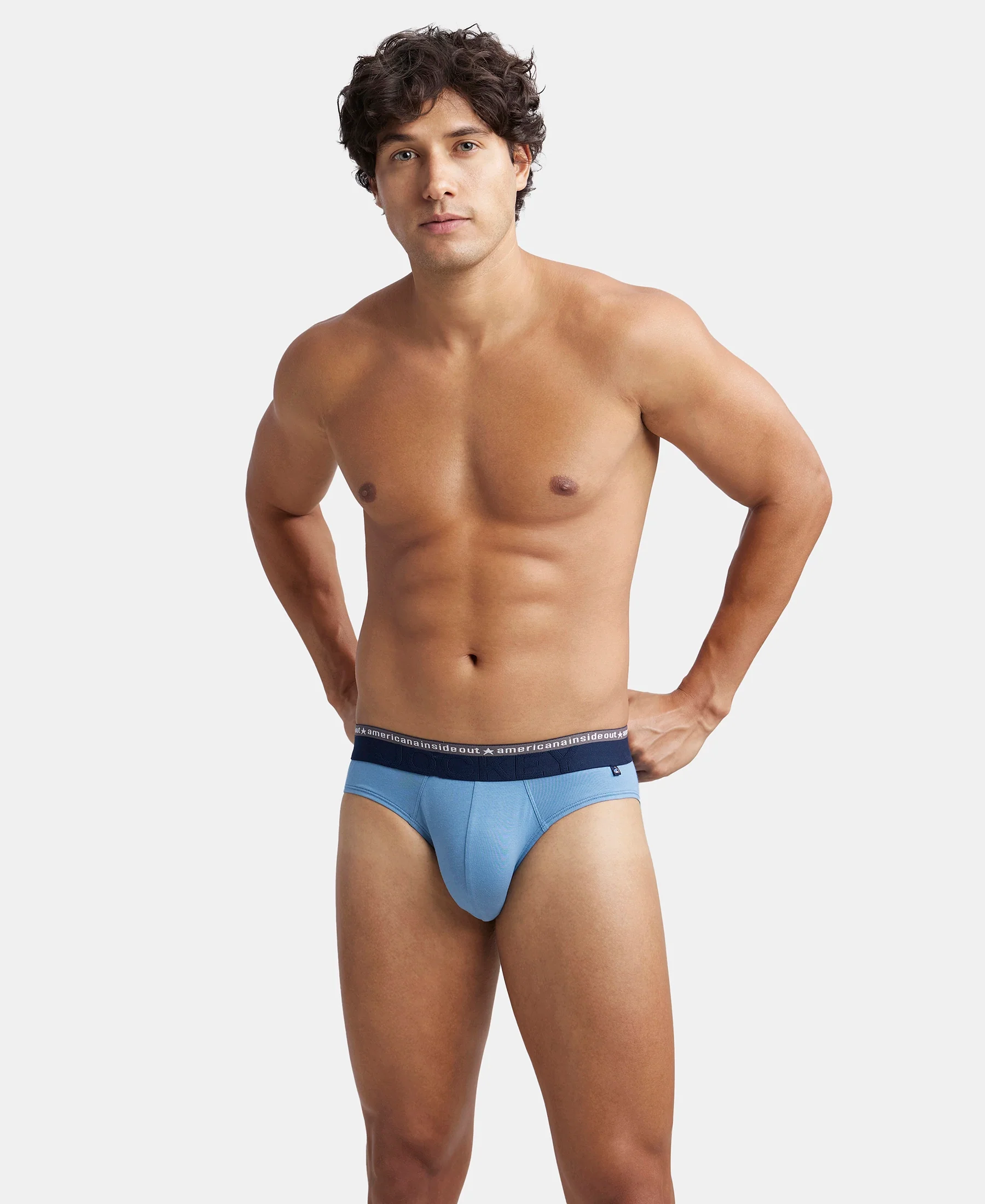 Super Combed Cotton Elastane Stretch Solid Brief with Ultrasoft Waistband - Blue Heaven (Pack of 2) - Image 7