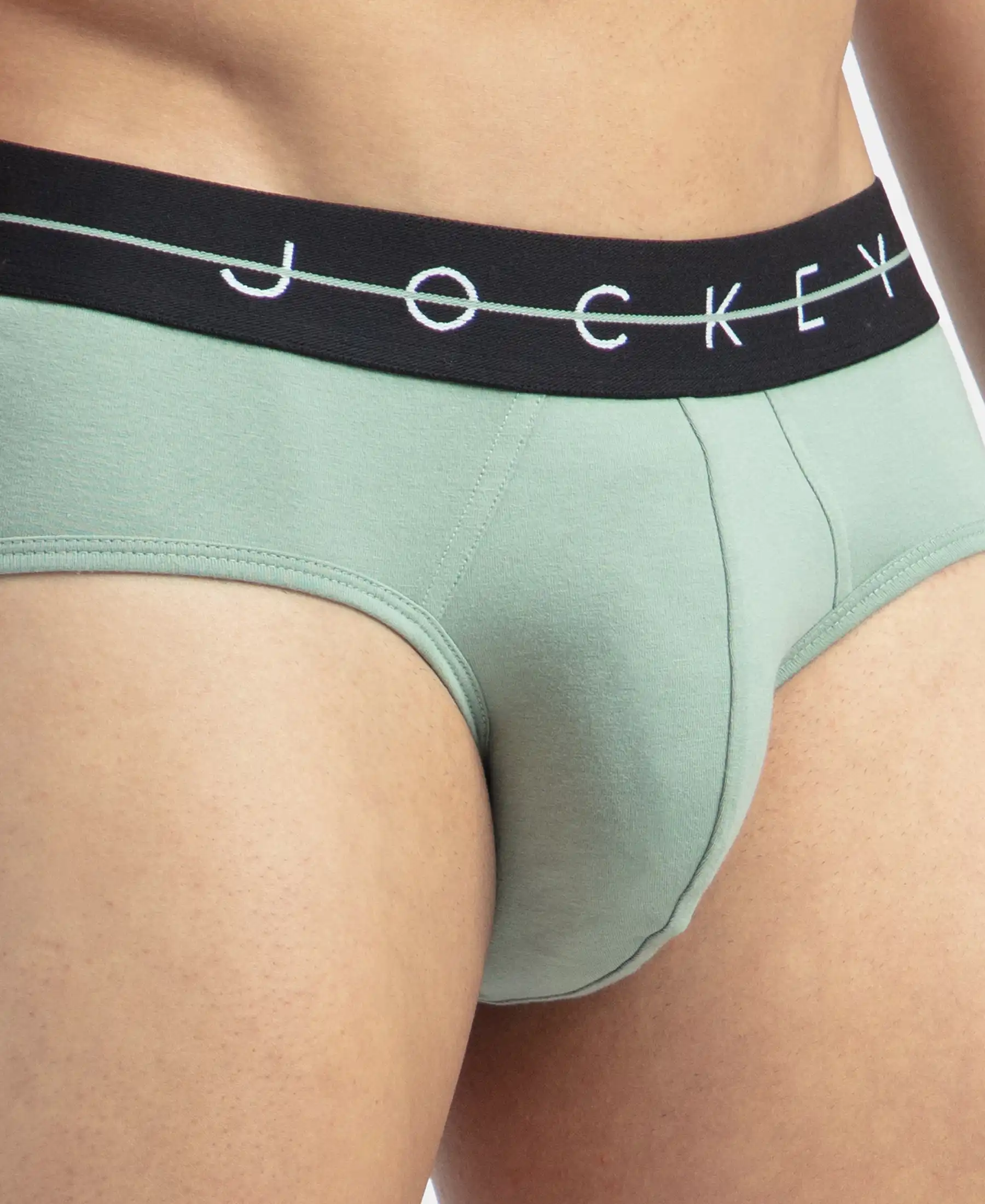 Super Combed Cotton Elastane Stretch Solid Brief with Ultrasoft Waistband - Iceberg Green - Image 7