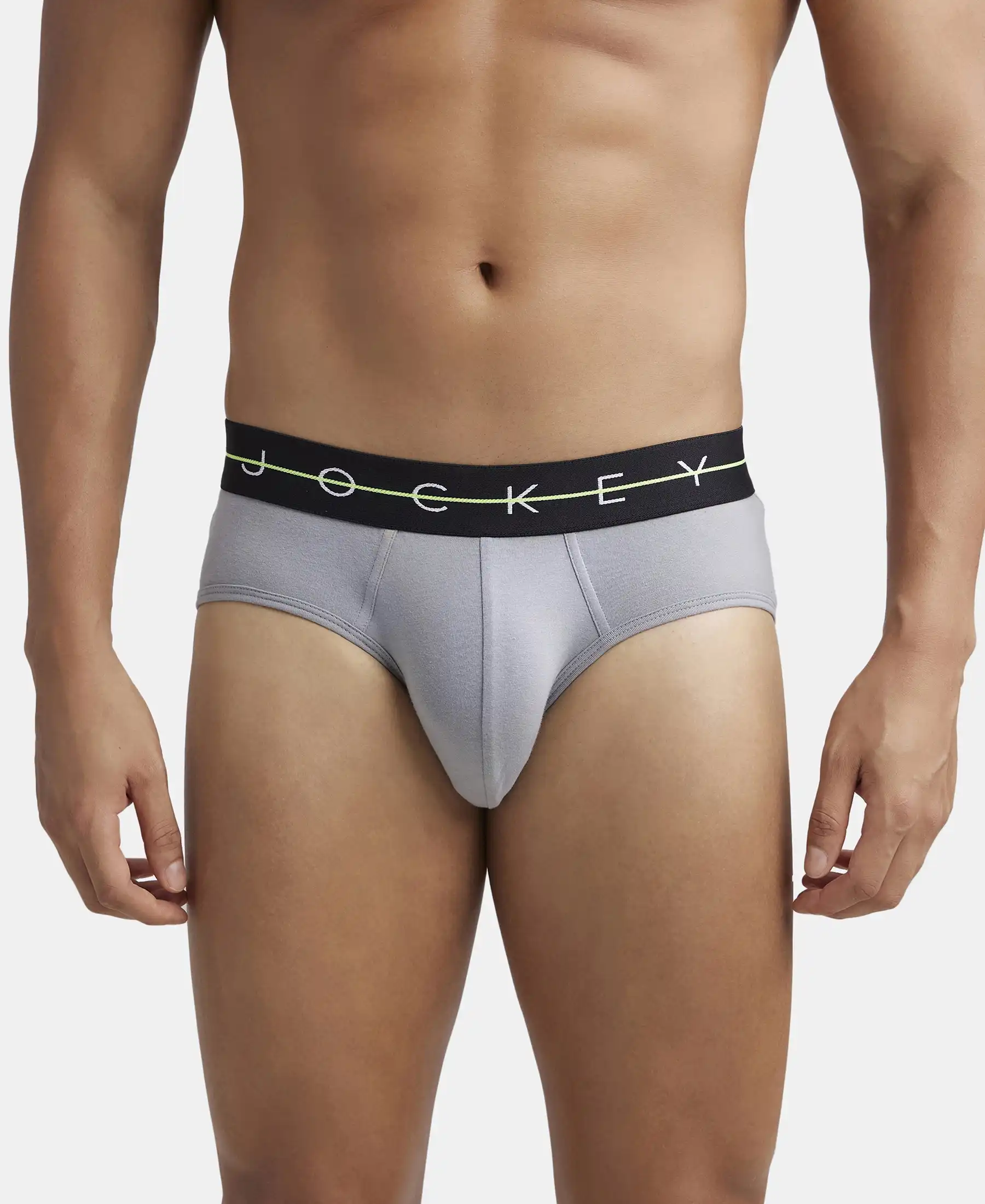 Super Combed Cotton Elastane Stretch Solid Brief with Ultrasoft Waistband - Mid Night Navy & Monument (Pack of 2) - Image 3