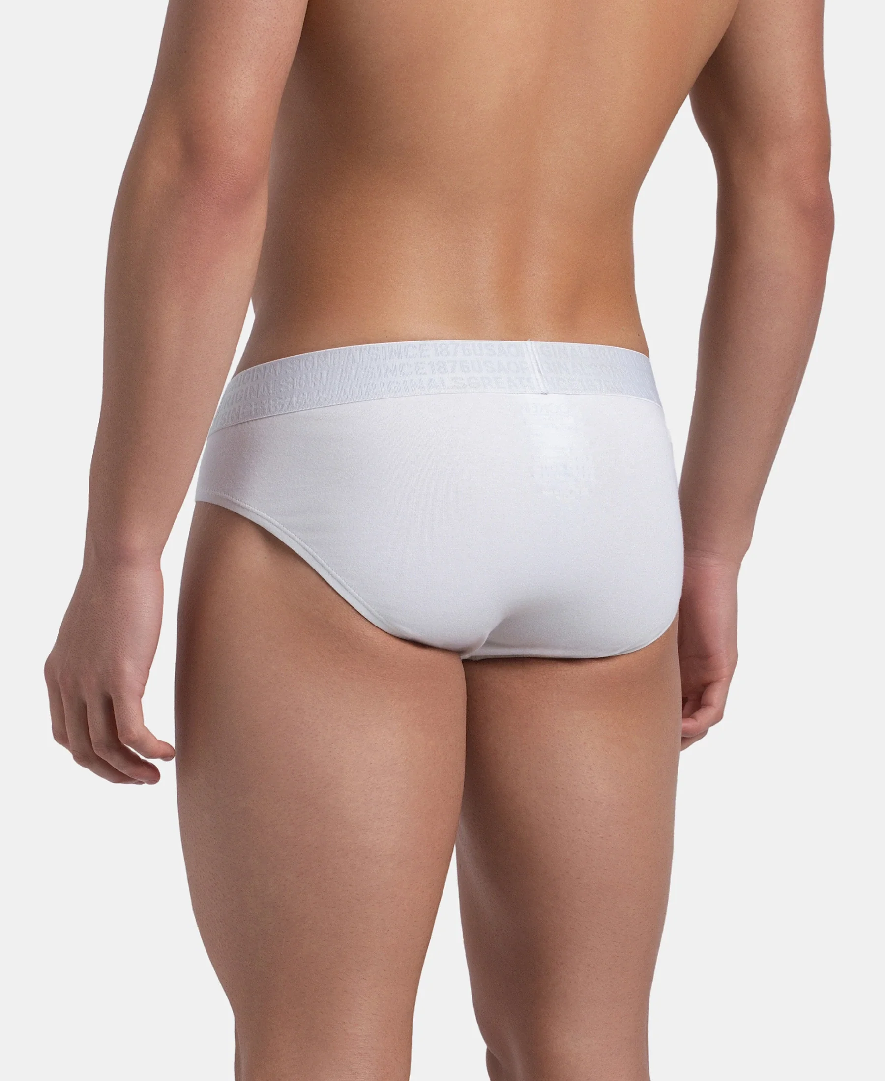 Super Combed Cotton Elastane Stretch Solid Brief with Ultrasoft Waistband - White (Pack of 2) - Image 4