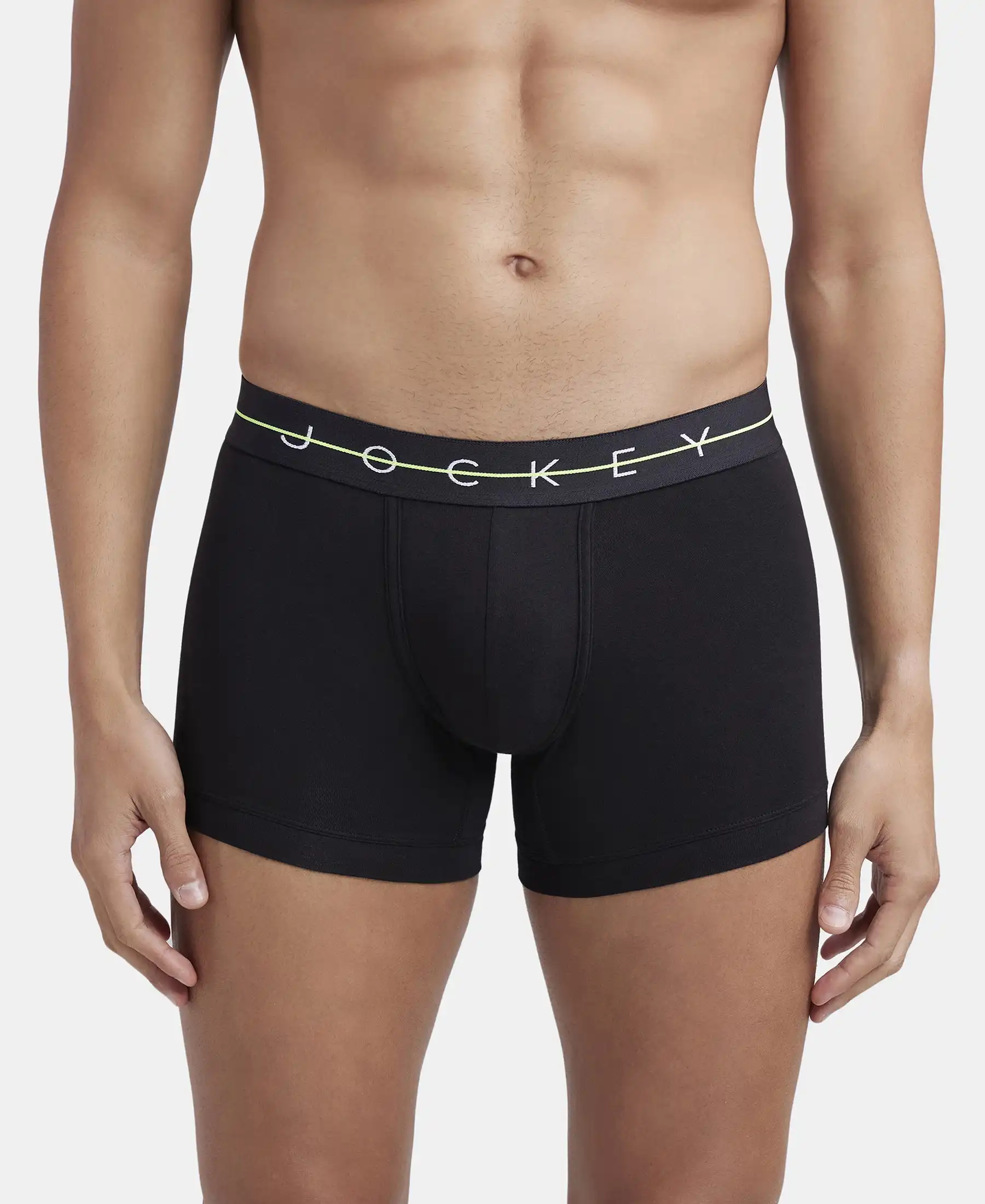 Super Combed Cotton Elastane Stretch Solid Trunk with Ultrasoft Waistband - Black & Graphite (Pack of 2) - Image 2