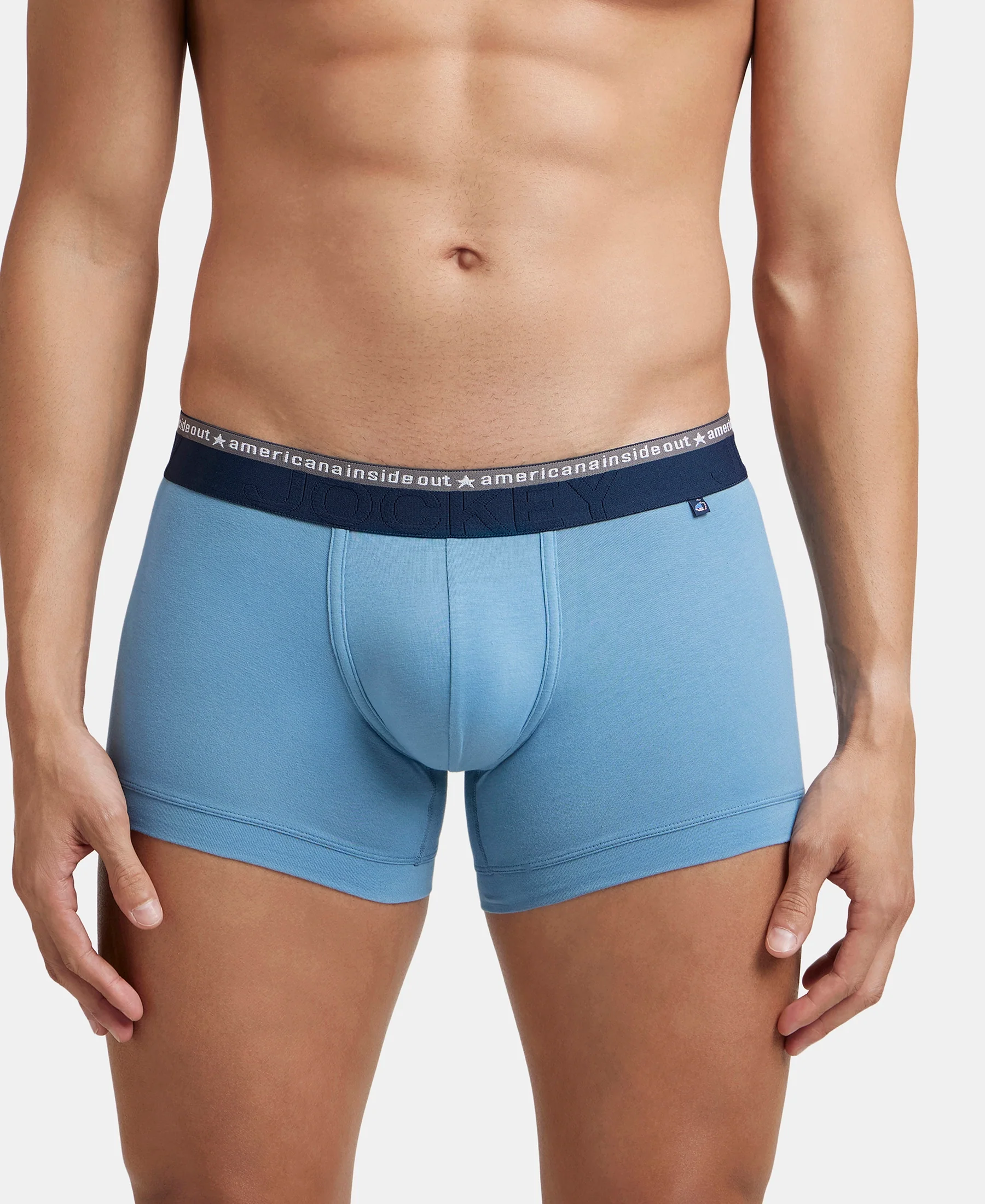 Super Combed Cotton Elastane Stretch Solid Trunk with Ultrasoft Waistband - Blue Heaven (Pack of 2) - Image 2
