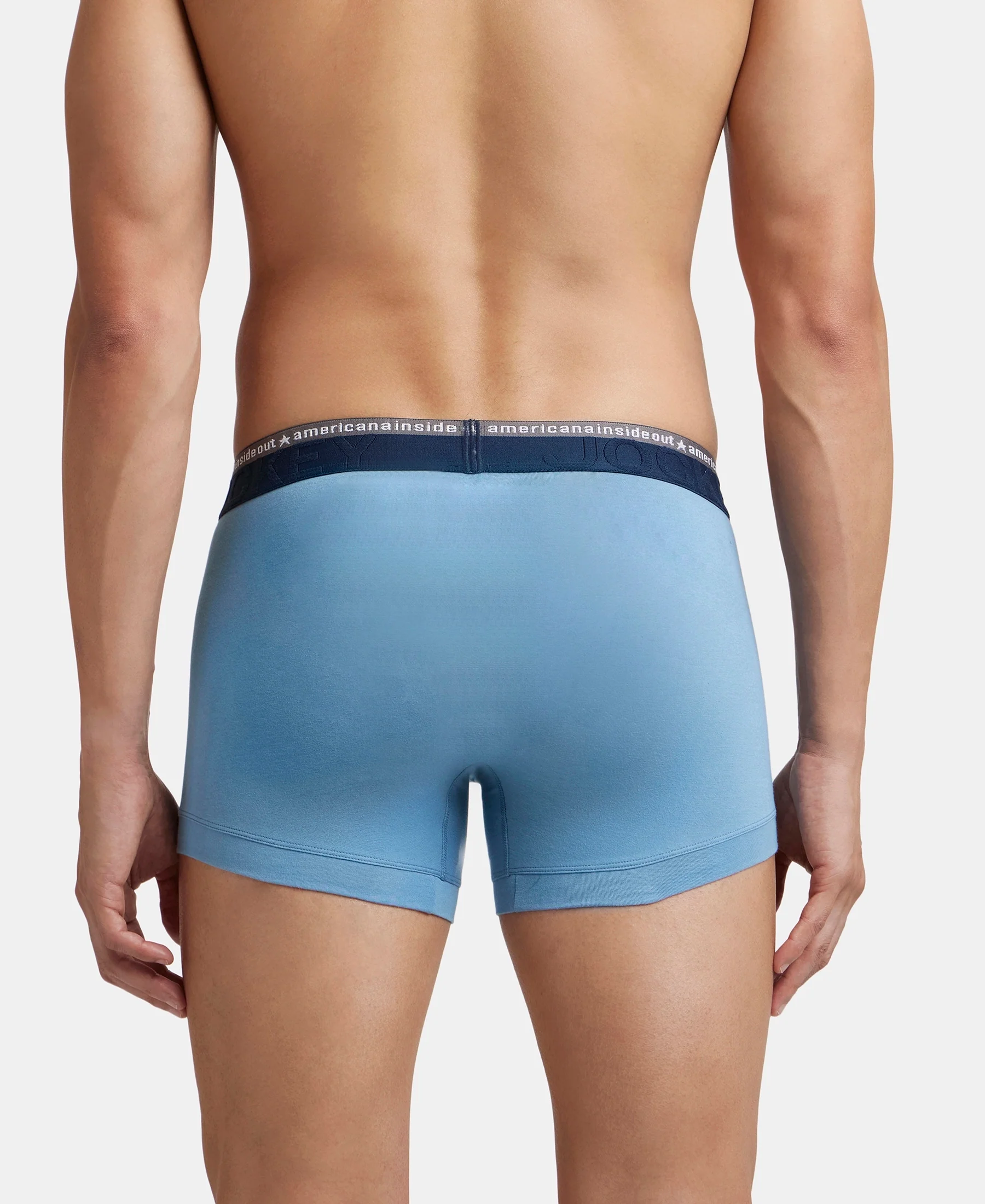 Super Combed Cotton Elastane Stretch Solid Trunk with Ultrasoft Waistband - Blue Heaven (Pack of 2) - Image 4