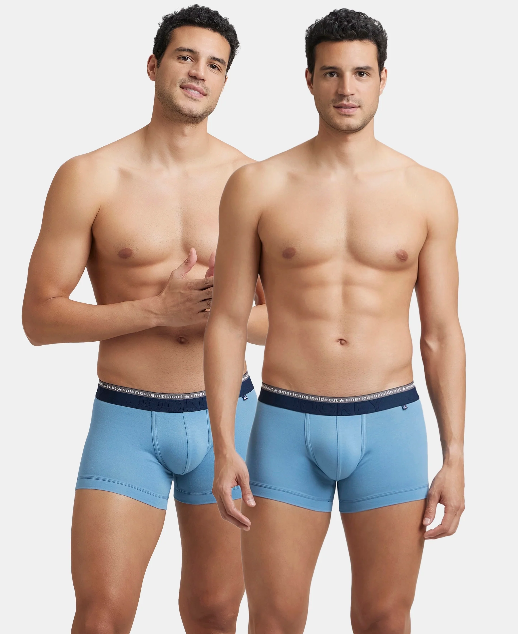 Super Combed Cotton Elastane Stretch Solid Trunk with Ultrasoft Waistband - Blue Heaven (Pack of 2) - Image 5