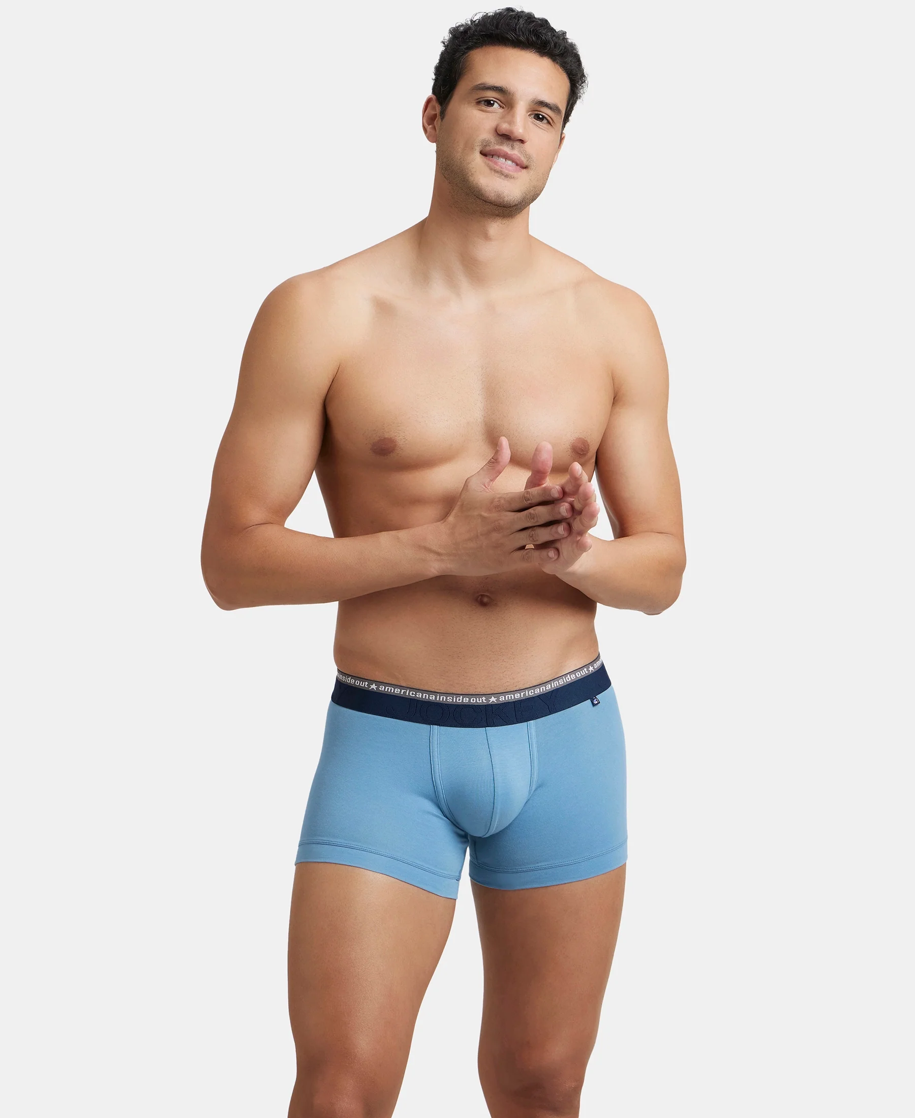Super Combed Cotton Elastane Stretch Solid Trunk with Ultrasoft Waistband - Blue Heaven (Pack of 2) - Image 7