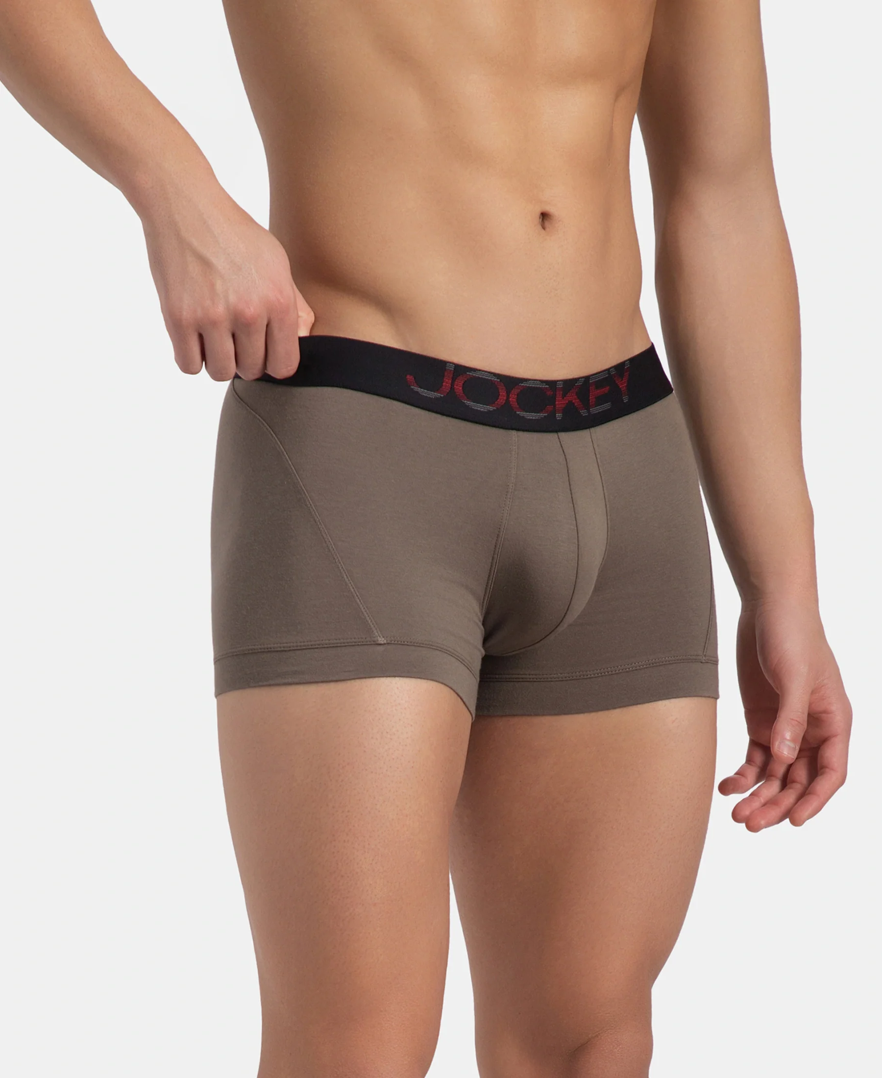 Super Combed Cotton Elastane Stretch Solid Trunk with Ultrasoft Waistband - Dark Khaki - Image 2