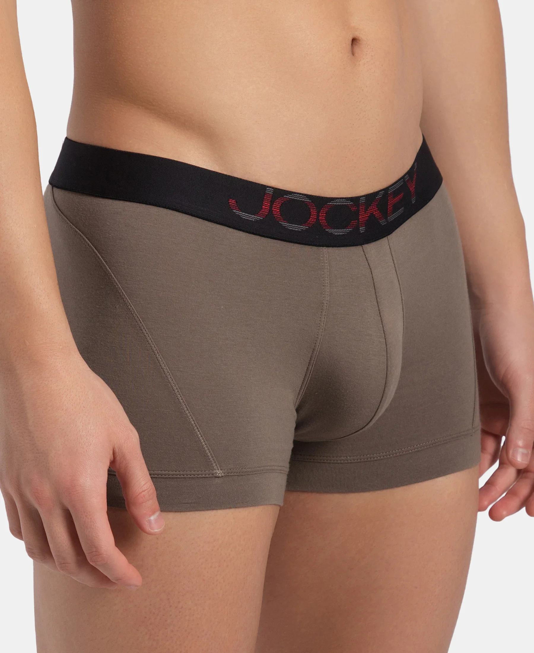 Super Combed Cotton Elastane Stretch Solid Trunk with Ultrasoft Waistband - Dark Khaki - Image 7