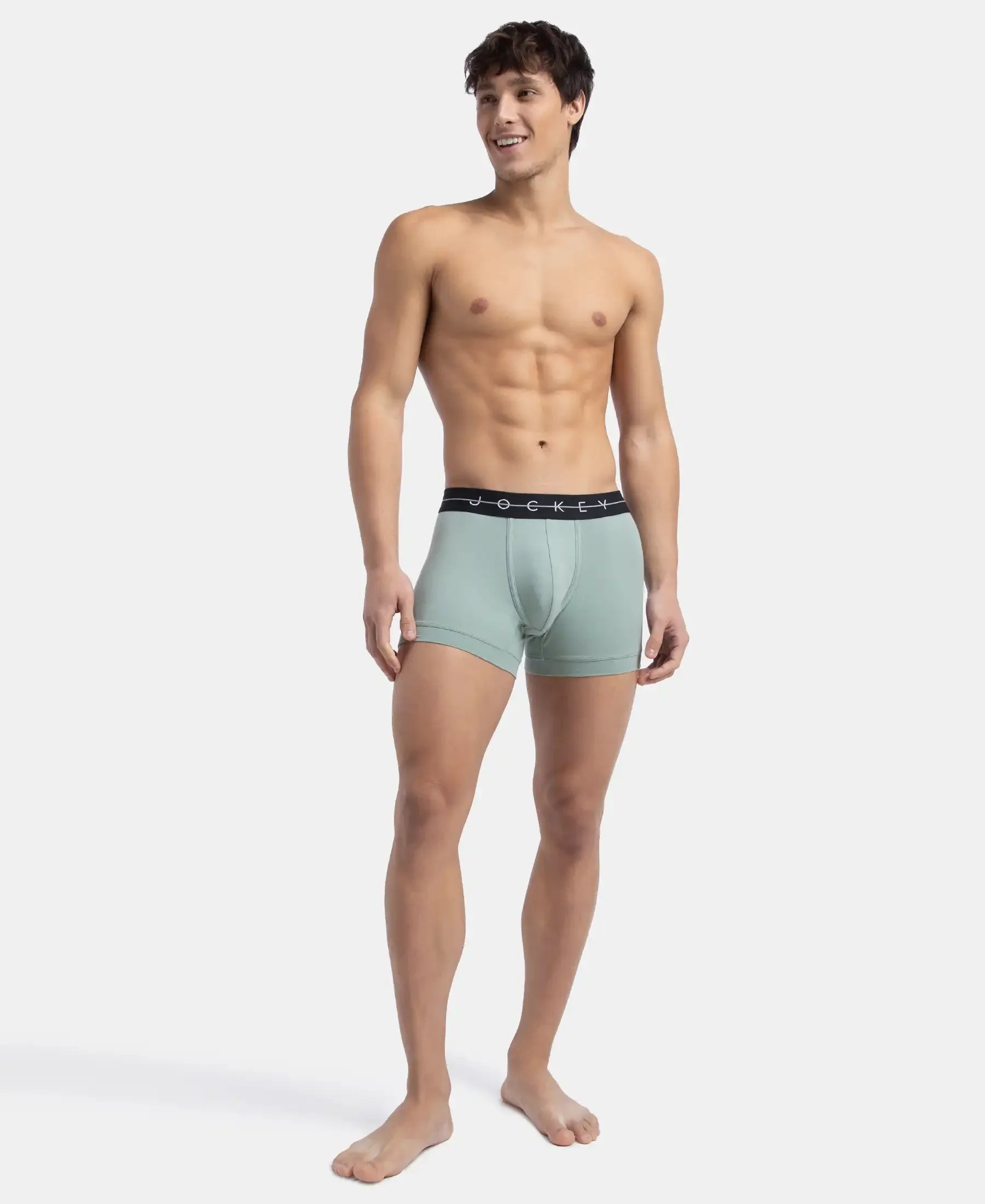Super Combed Cotton Elastane Stretch Solid Trunk with Ultrasoft Waistband - Iceberg Green - Image 4