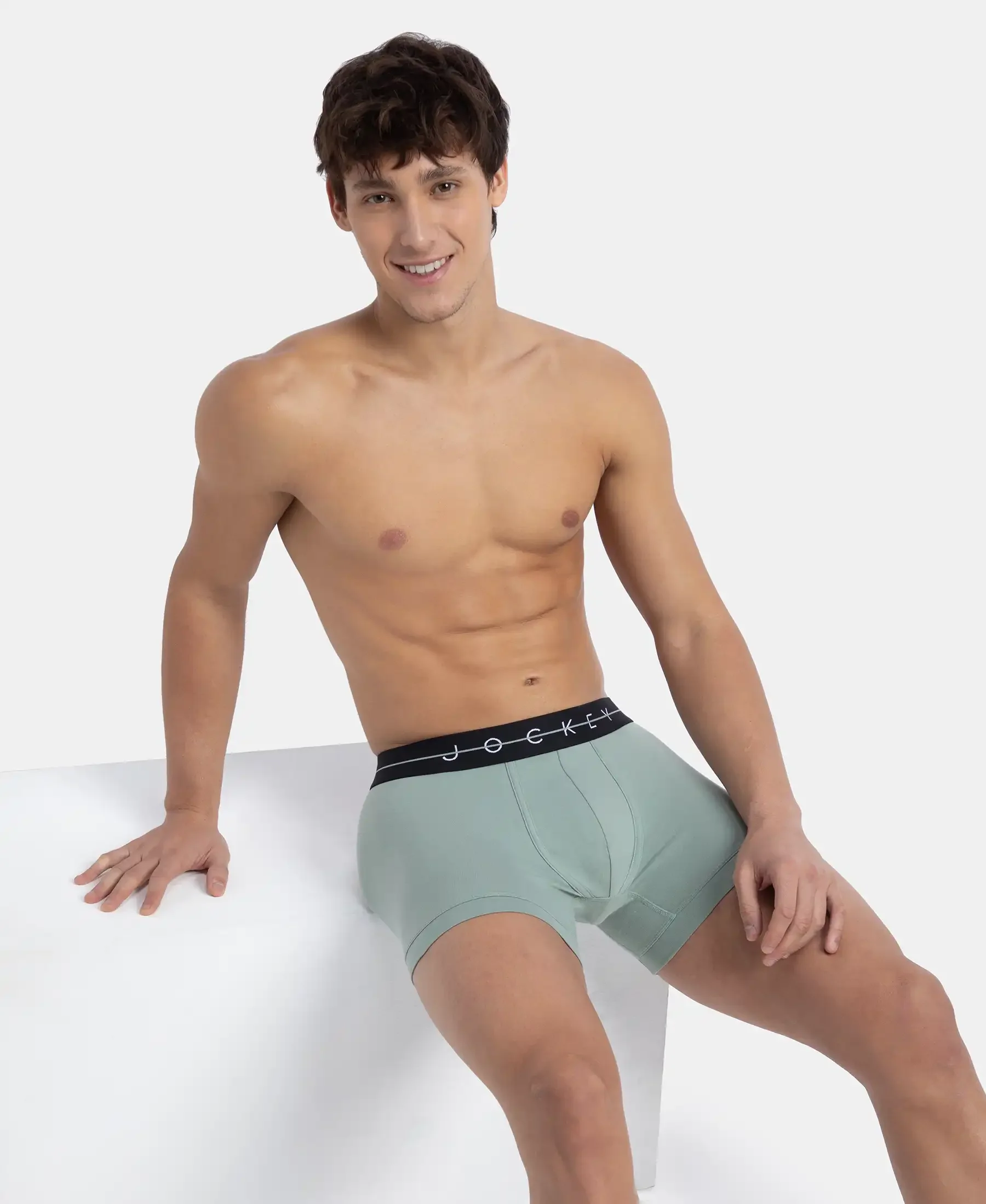 Super Combed Cotton Elastane Stretch Solid Trunk with Ultrasoft Waistband - Iceberg Green - Image 5